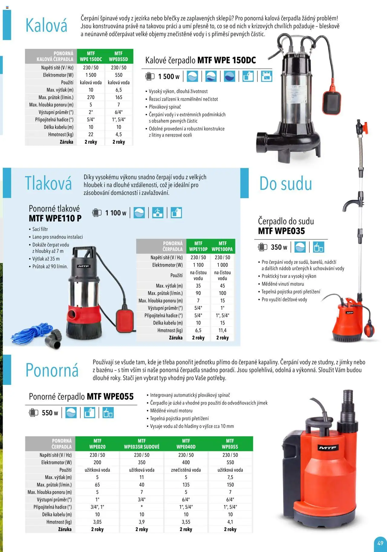 Mountfield katalog 2025 od 16.04.2025 | Strana: 49 | Produkty: Čerpadlo do sudu, Hadice, Kalové čerpadlo, Ponorné čerpadlo