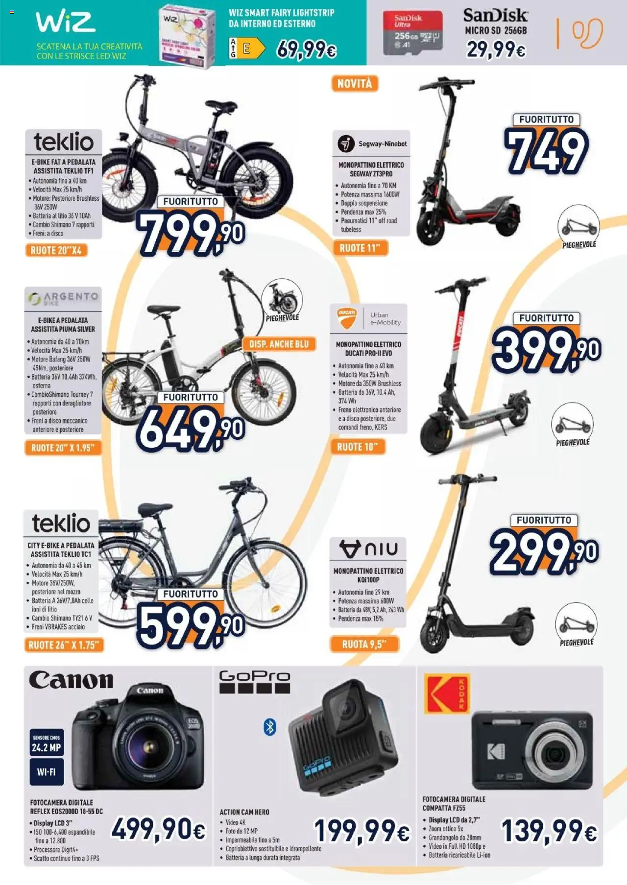 Volantino Unieuro del 01.08.2025 | Pagina: 21 | Prodotti: Monopattino, Action cam, Disco, Monopattino elettrico