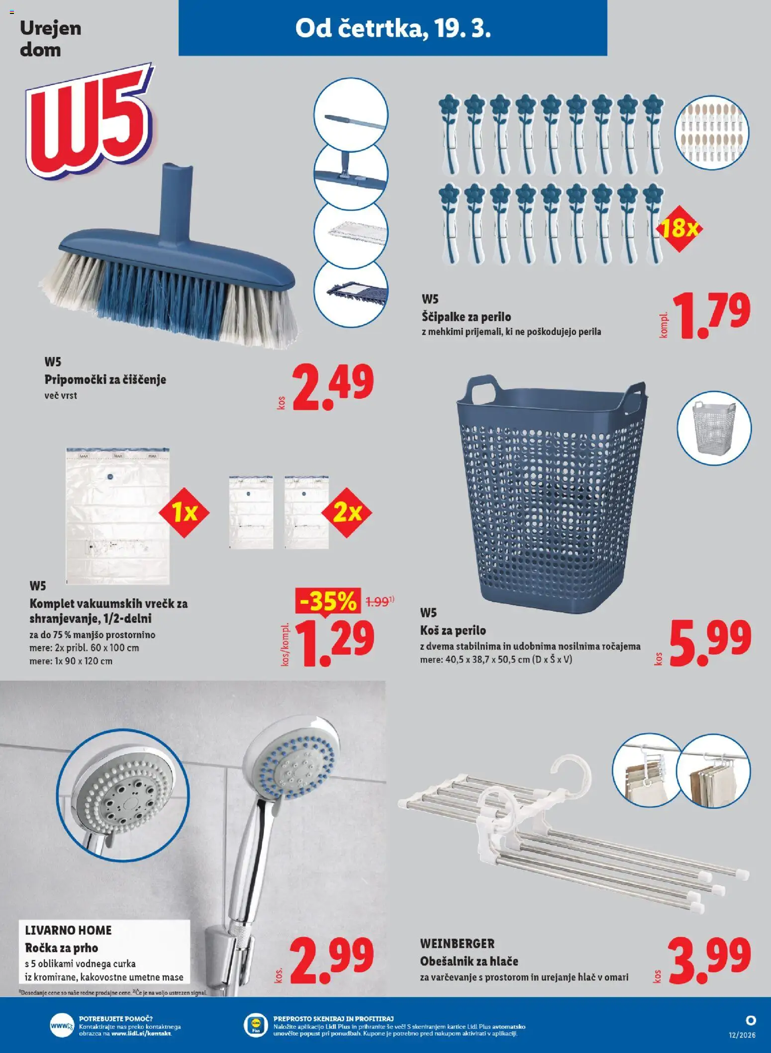Novi Lidl katalog ponudbe – veljaven od 19.03.2026 | Stran: 38 | Izdelki: Obešalnik, Koš za perilo, Kos, Hlace