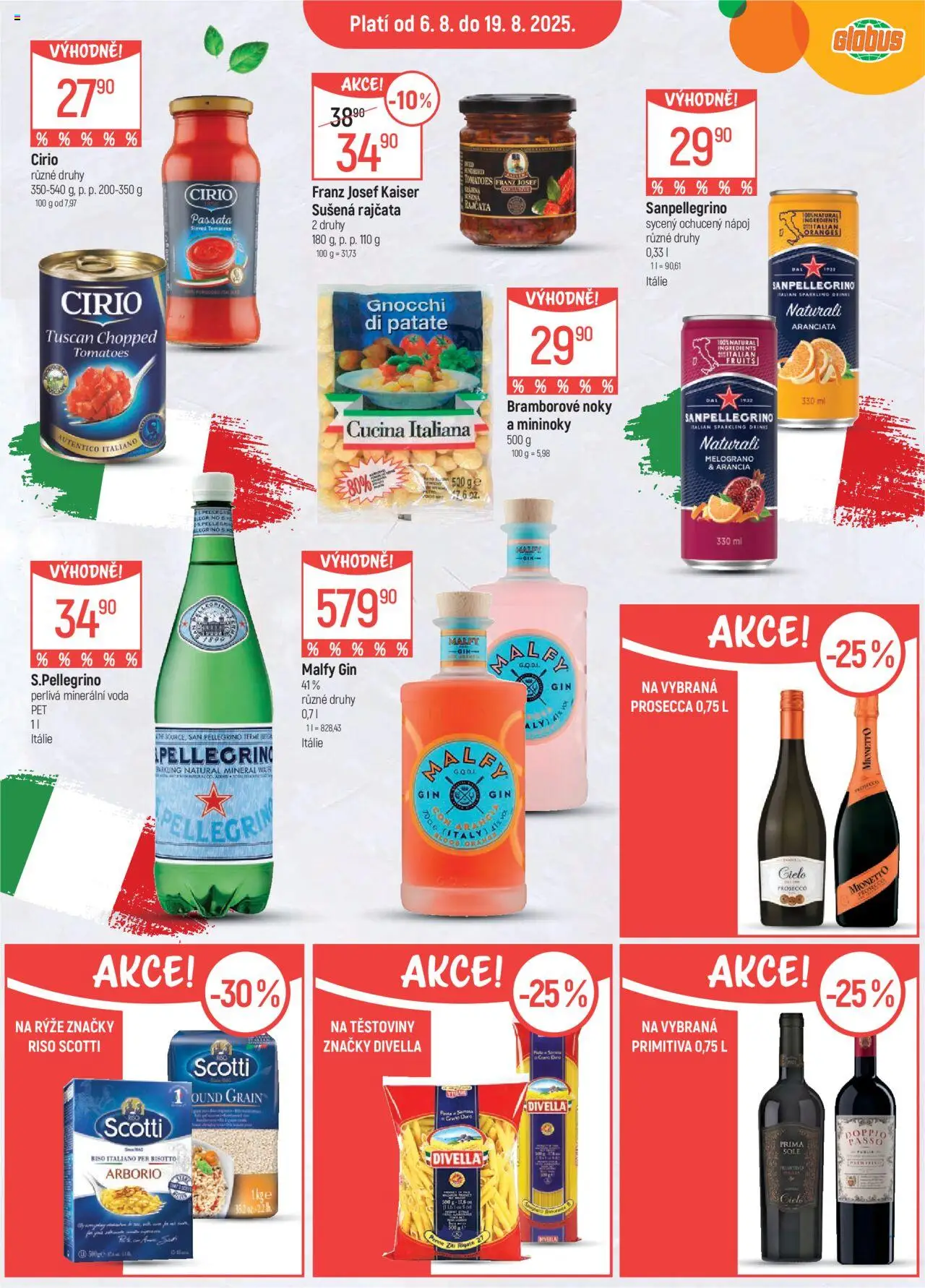 Globus leták - Chomutov od 06.08.2025 | Strana: 12 | Produkty: Voda, Gin, Noky, Prosecco Mionetto