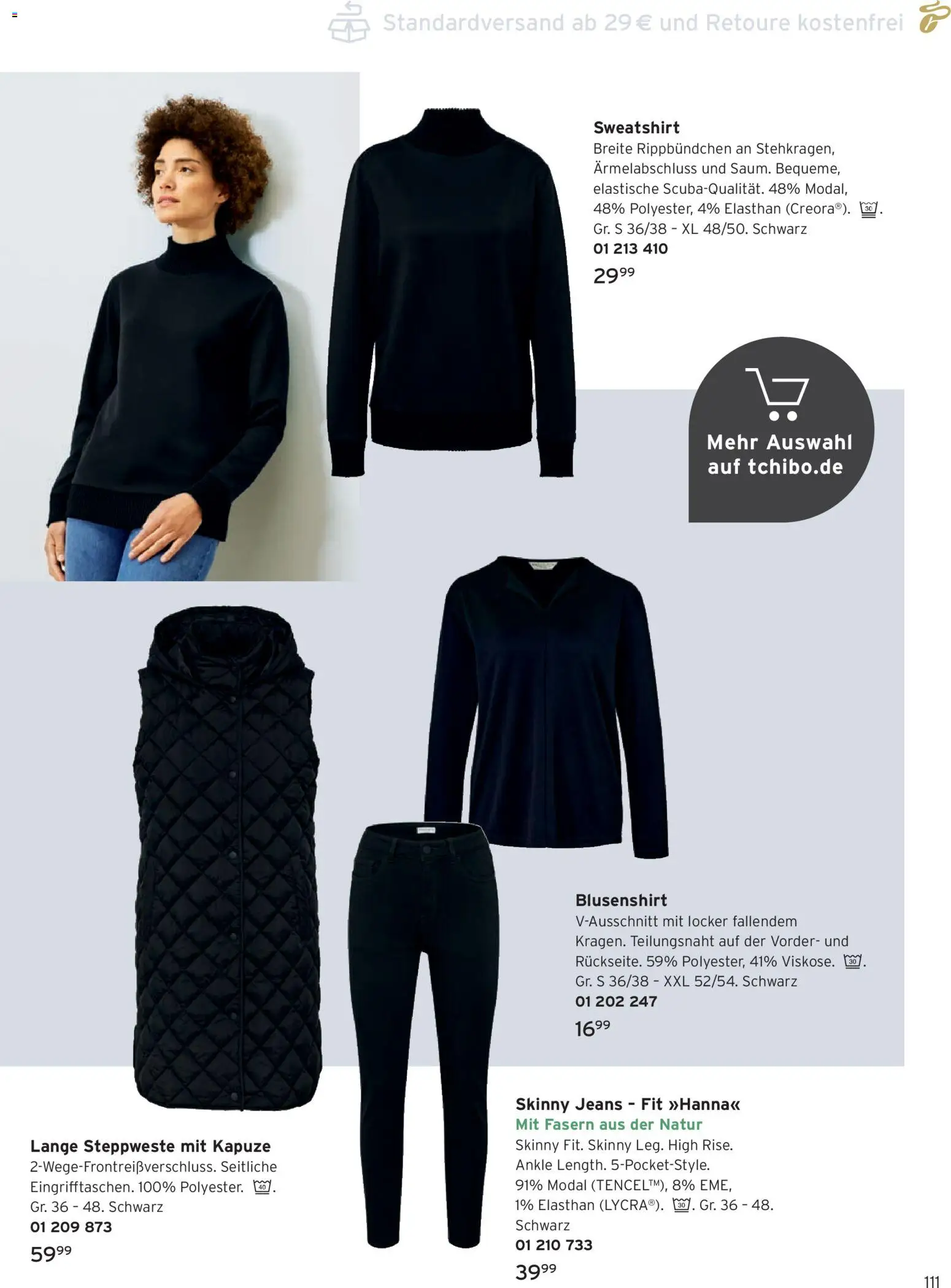Angebote Tchibo – gültig ab 01.02.2026 | Seite: 111 | Produkte: Sweatshirt, Steppweste, Jeans