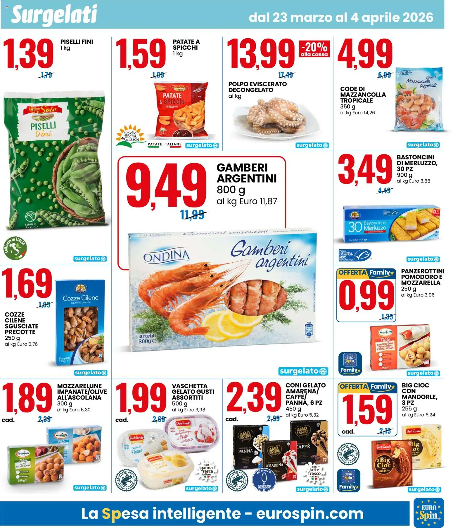 Volantino Eurospin del 23.03.2026 | Pagina: 13 | Prodotti: Panna, Pomodoro, Mandorle, Amarena
