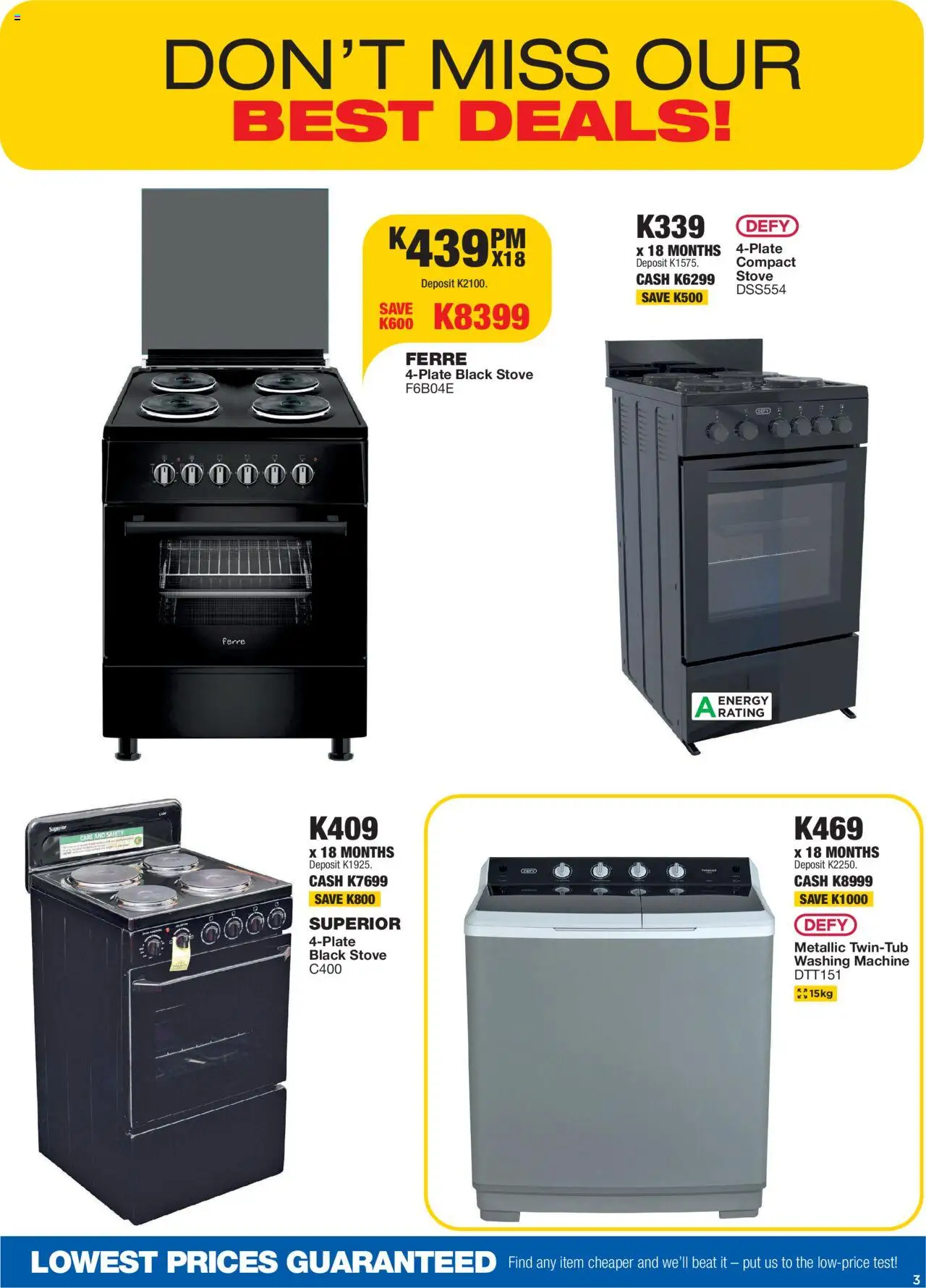 New OK Furniture catalogue – valid from 17.09.2025 | Page: 3 | Products: Washing machine, Stove