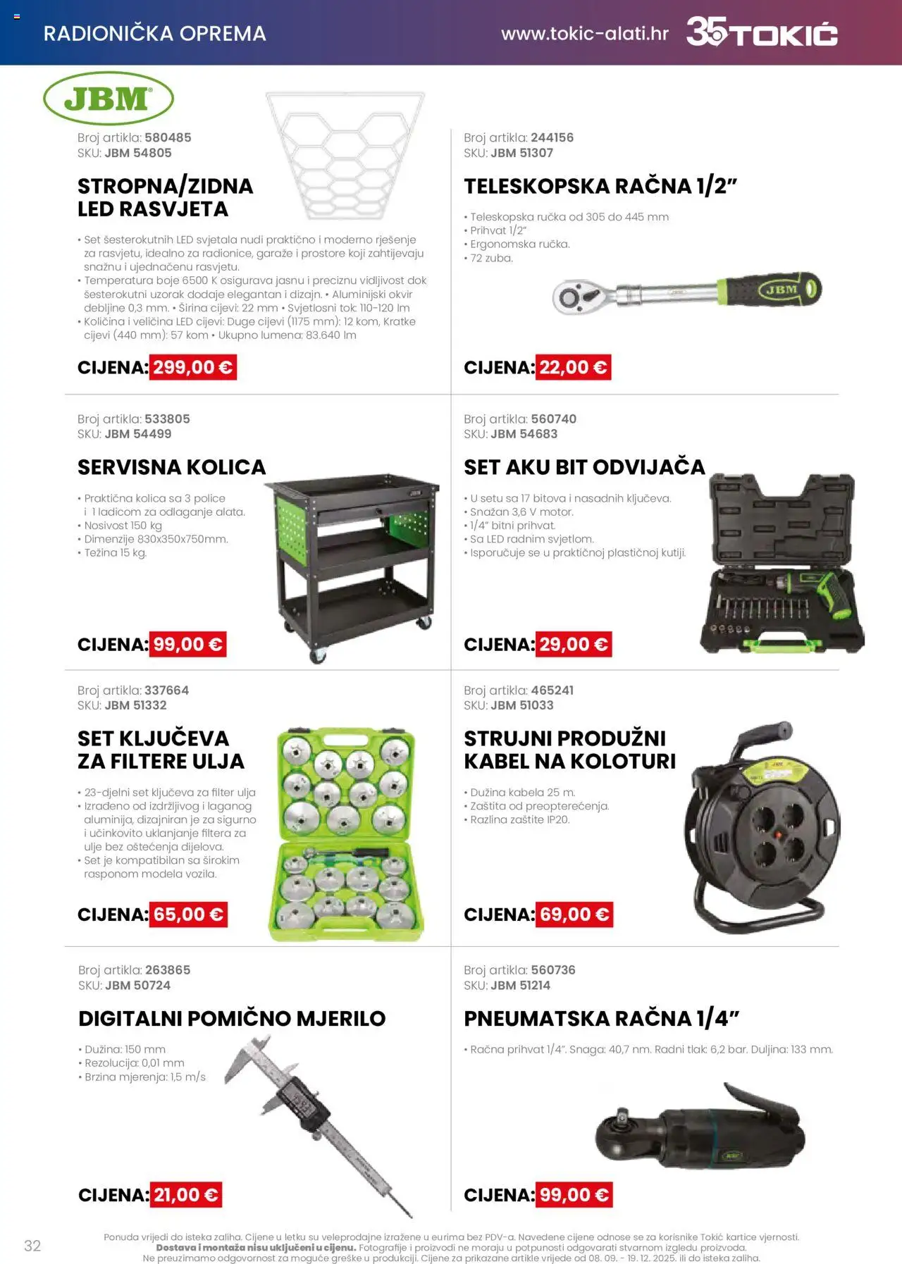 Tokić katalog | vrijedi od 08.09.2025 | Stranica: 32 | Proizvodi: Ulje, Kolica, Rasvjeta, Kabel
