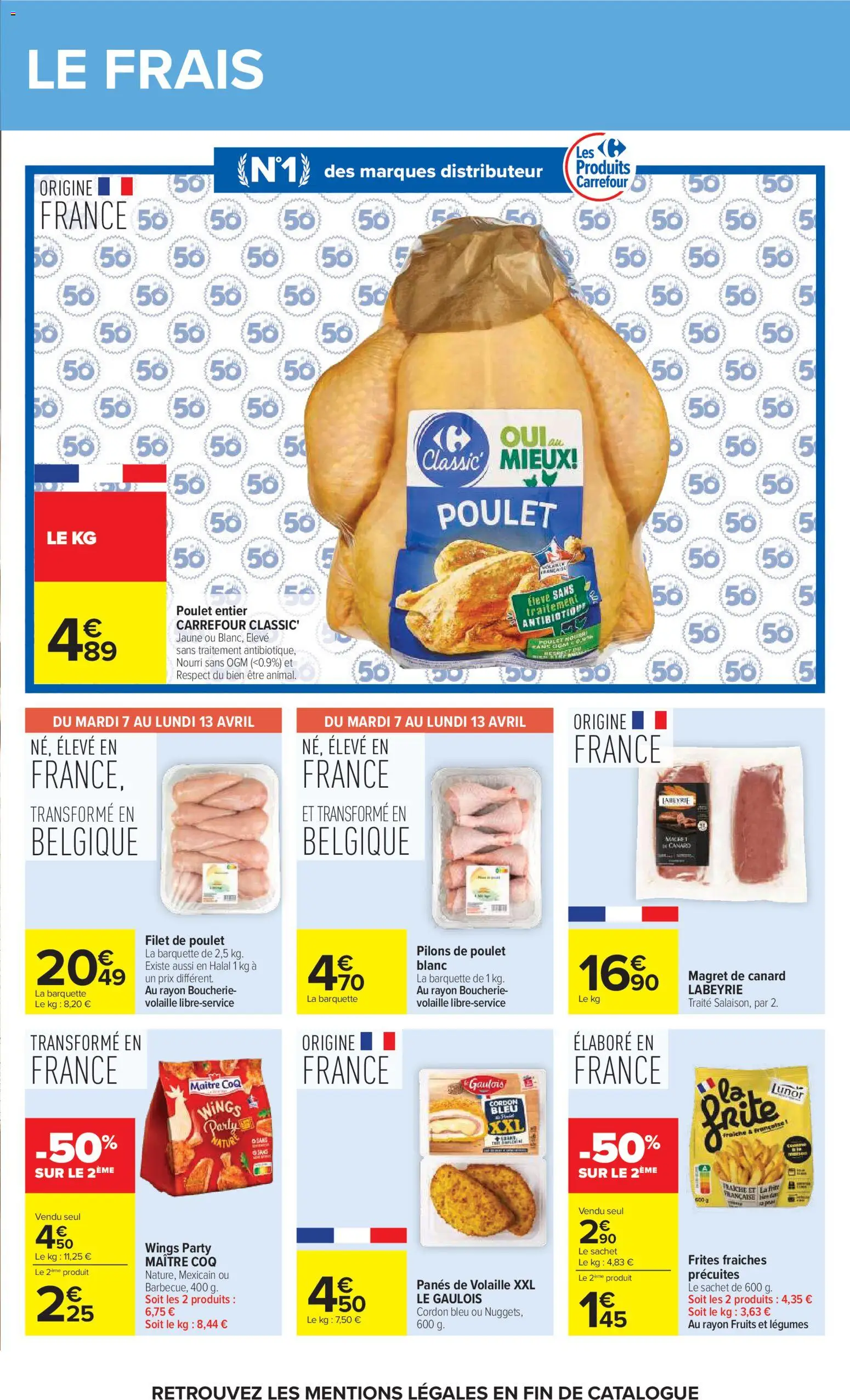 {H1} | Page: 33 | Produits: Magret de canard, Frites, Volaille, Cordon bleu
