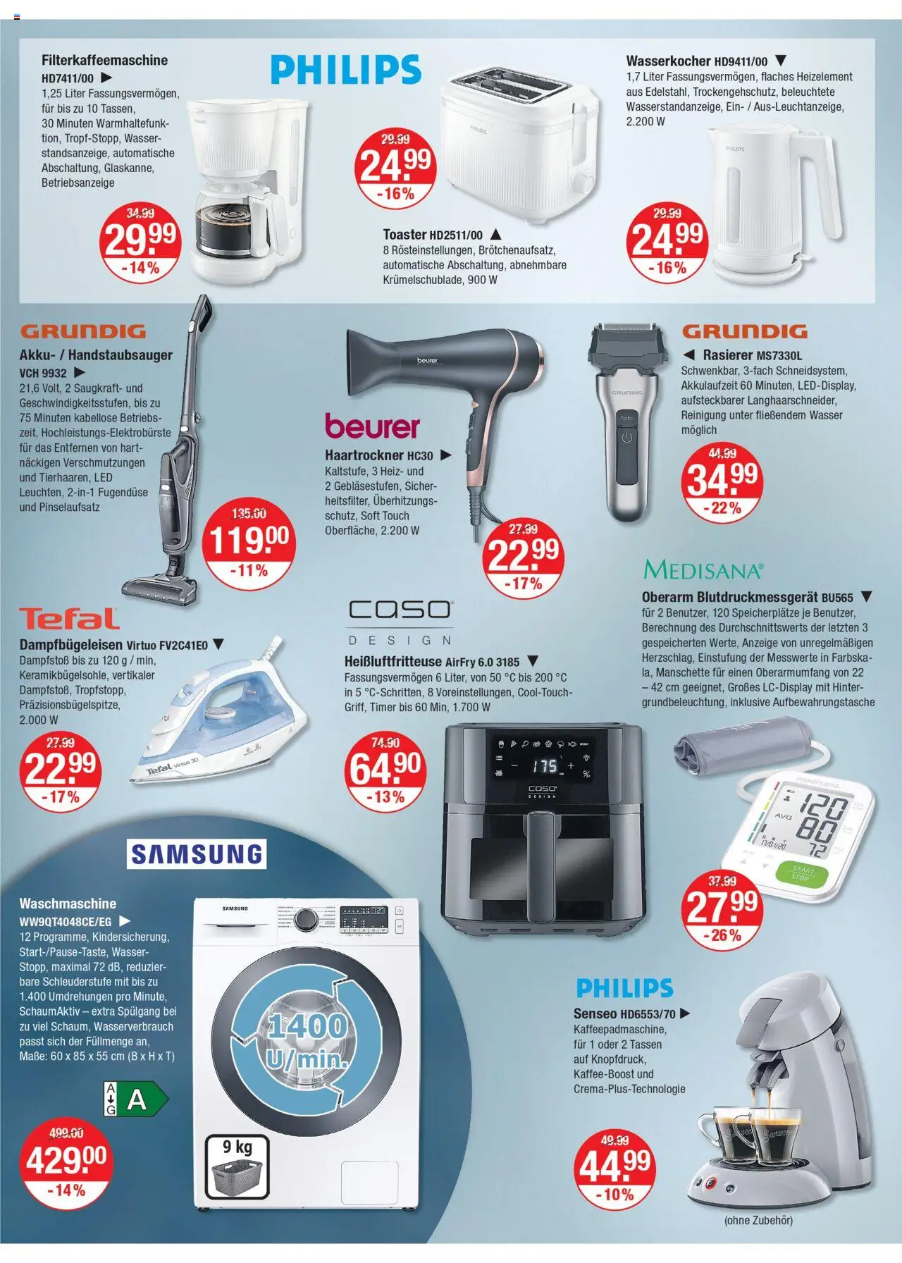 V-Markt - /Oberbayern - gültig ab dem 28.08.2025 | Seite: 14 | Produkte: Wasserkocher, Toaster, Wasser, Heißluftfritteuse
