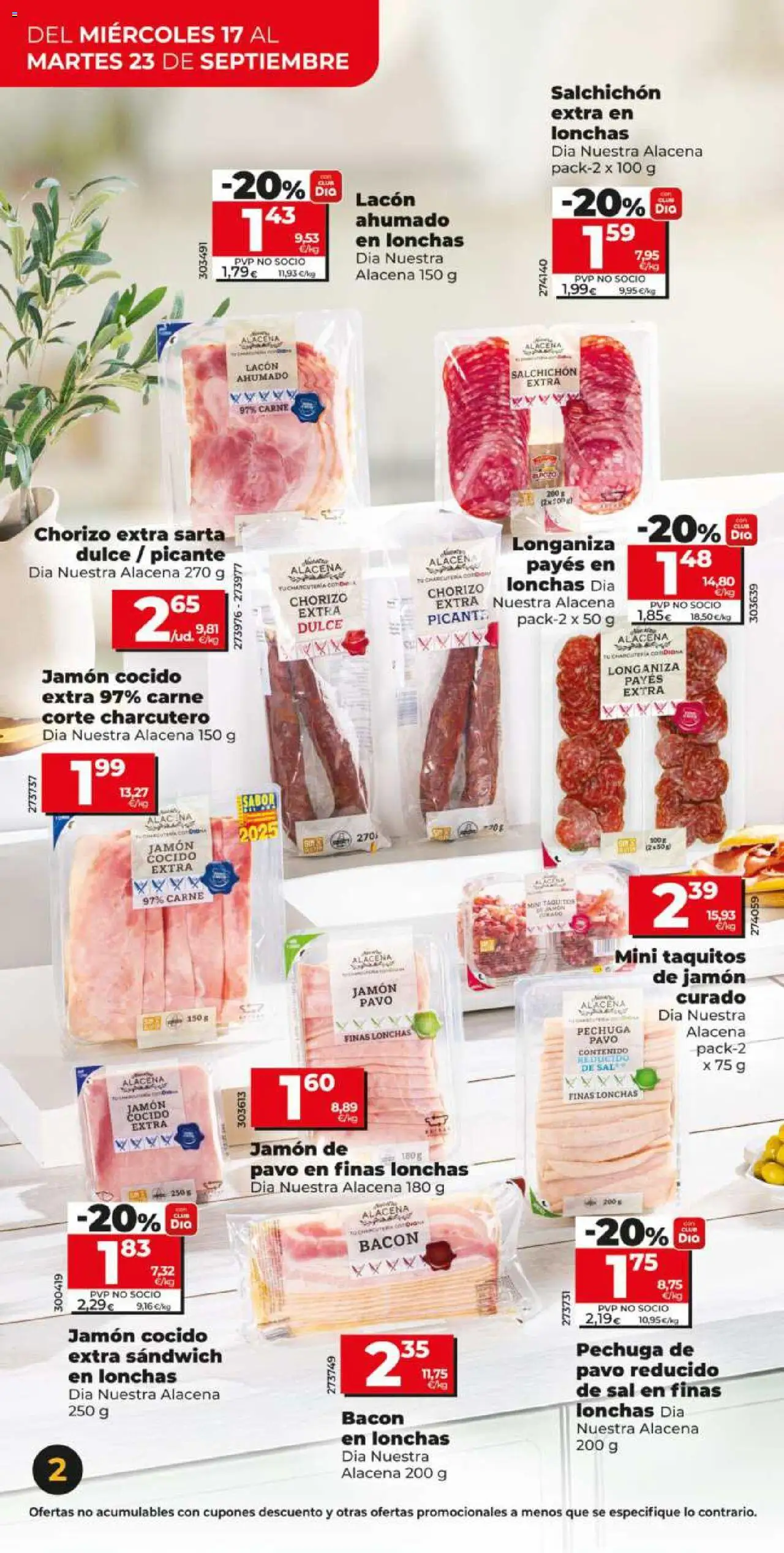 Dia - folleto Market │ válido desde el 17.09.2025 | Página: 2 | Productos: Jamón, Jamón cocido, Longaniza