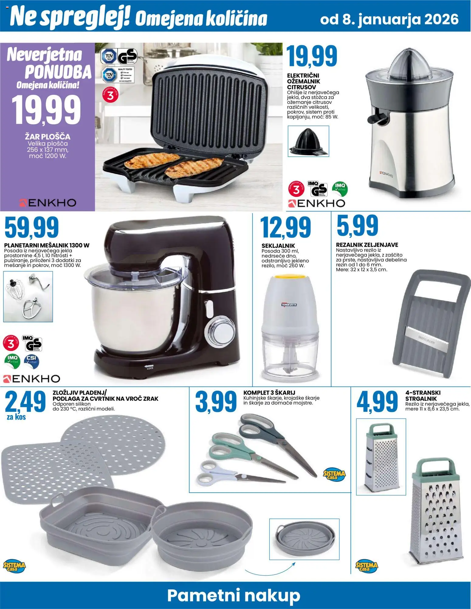 Novi Eurospin katalog ponudbe – veljaven od 08.01.2026 | Stran: 18 | Izdelki: Mesalnik, Rezalnik, Zar, Kos