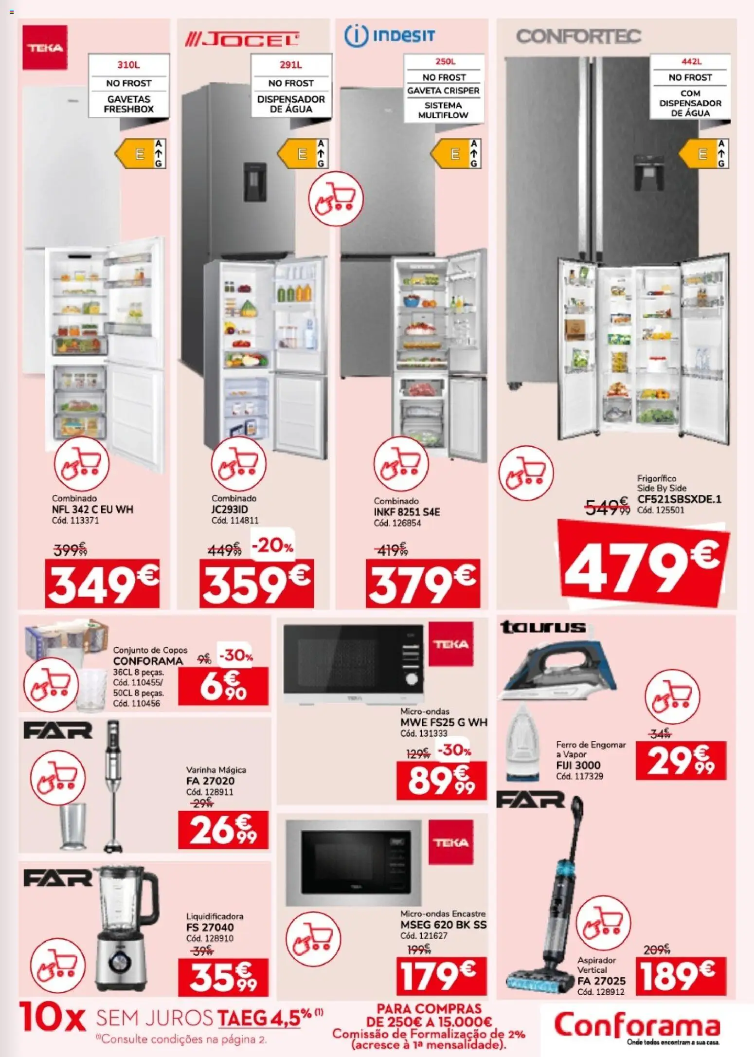 Conforama folheto │ válido de 26.03.2026 | Página: 15 | Produtos: Agua, Ferro de engomar, Frigorífico, Microondas