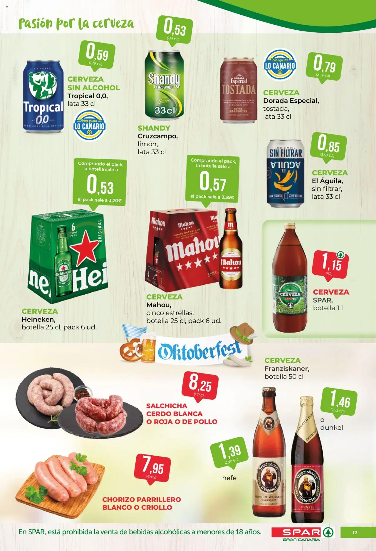 Spar folleto │ válido desde el 17.10.2025 | Página: 17 | Productos: Cerveza, Cerdo, Σπανάκι
