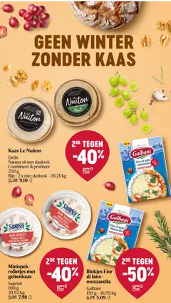 Kaas Le Nuiton, Natuur of met daslook Combineer & profiteer 250 g Bijv.: 2 x met daslook - Voorbeeld van een folder van Delhaize, geldig van 30.10.2025 | Pagina: 20 | Producten: Pizza, Mozzarella, Kaas