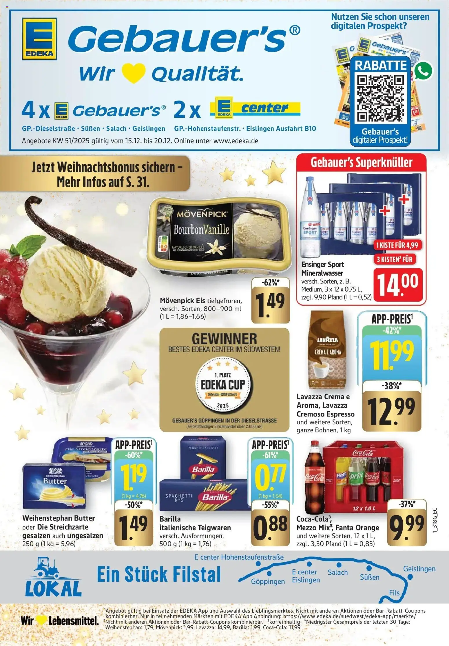 Edeka prospekt Göppingen	 – gültig ab 15.12.2025 | Seite: 1 | Produkte: Lavazza, Fanta, Weihenstephan butter, Movenpick eis