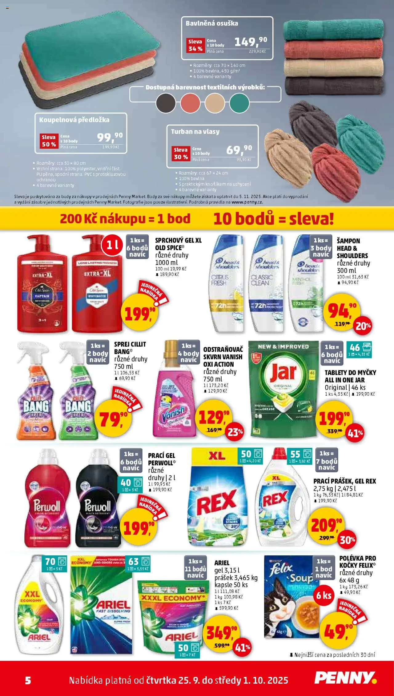 Penny Market leták - Čtvrtečník od 25.09.2025 | Strana: 5 | Produkty: Felix, Old Spice, Body, Vanish