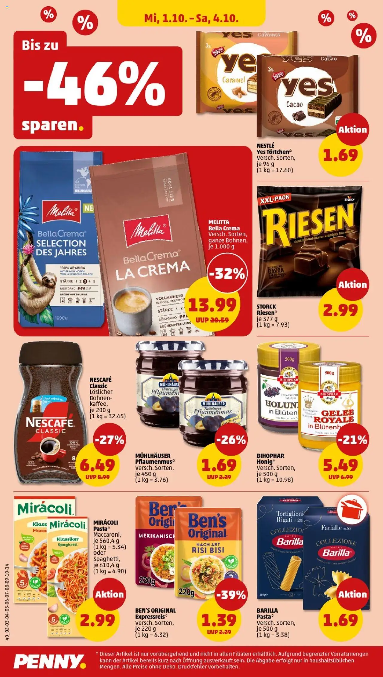 Penny - Saarland  – gültig ab 29.09.2025 | Seite: 38 | Produkte: Melitta, Nescafe, Pflaumen, Schokolade
