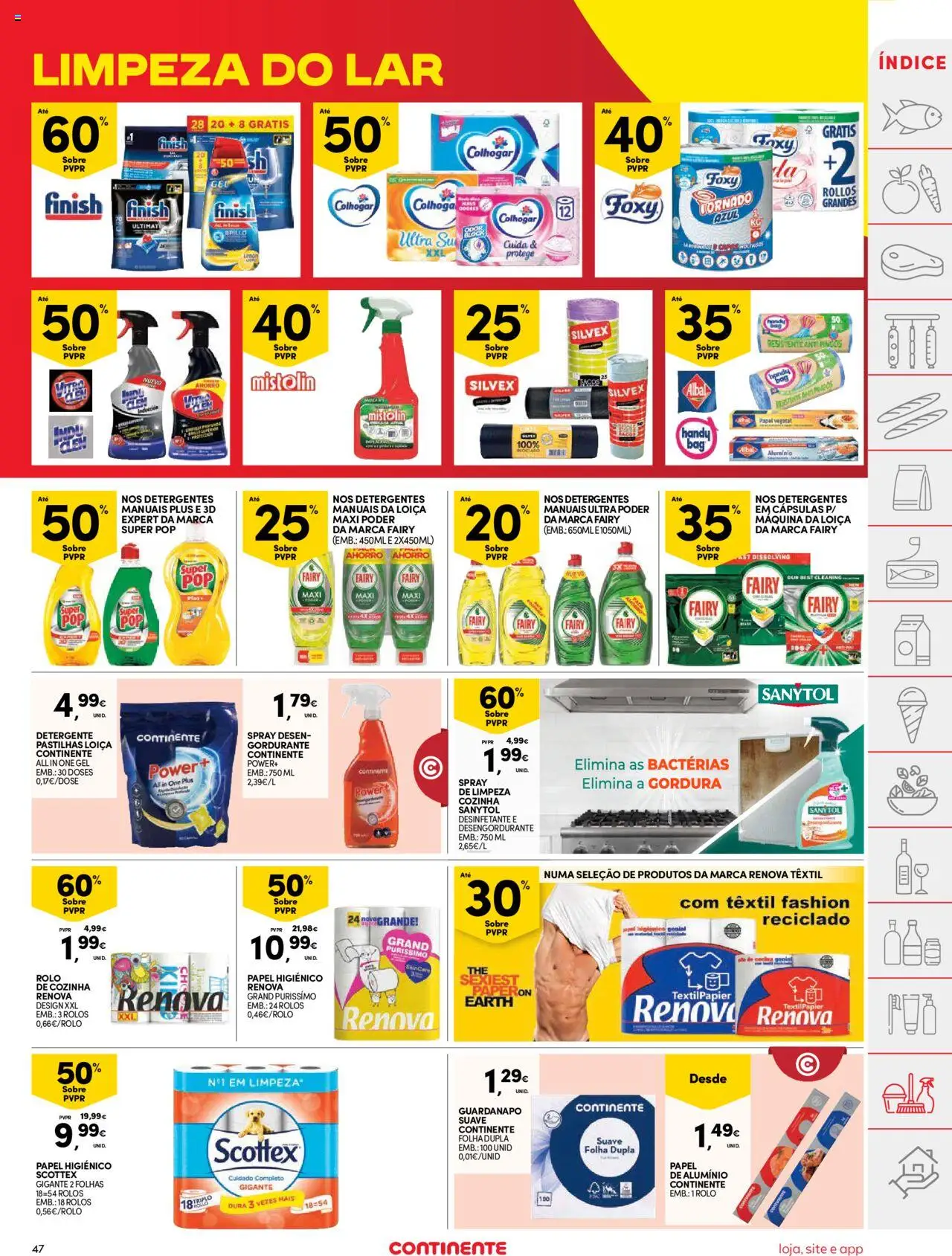 Continente folheto │ válido de 05.08.2025 | Página: 47 | Produtos: Máquina de lavar, Papel higiénico, Papel de alumínio, Detergente