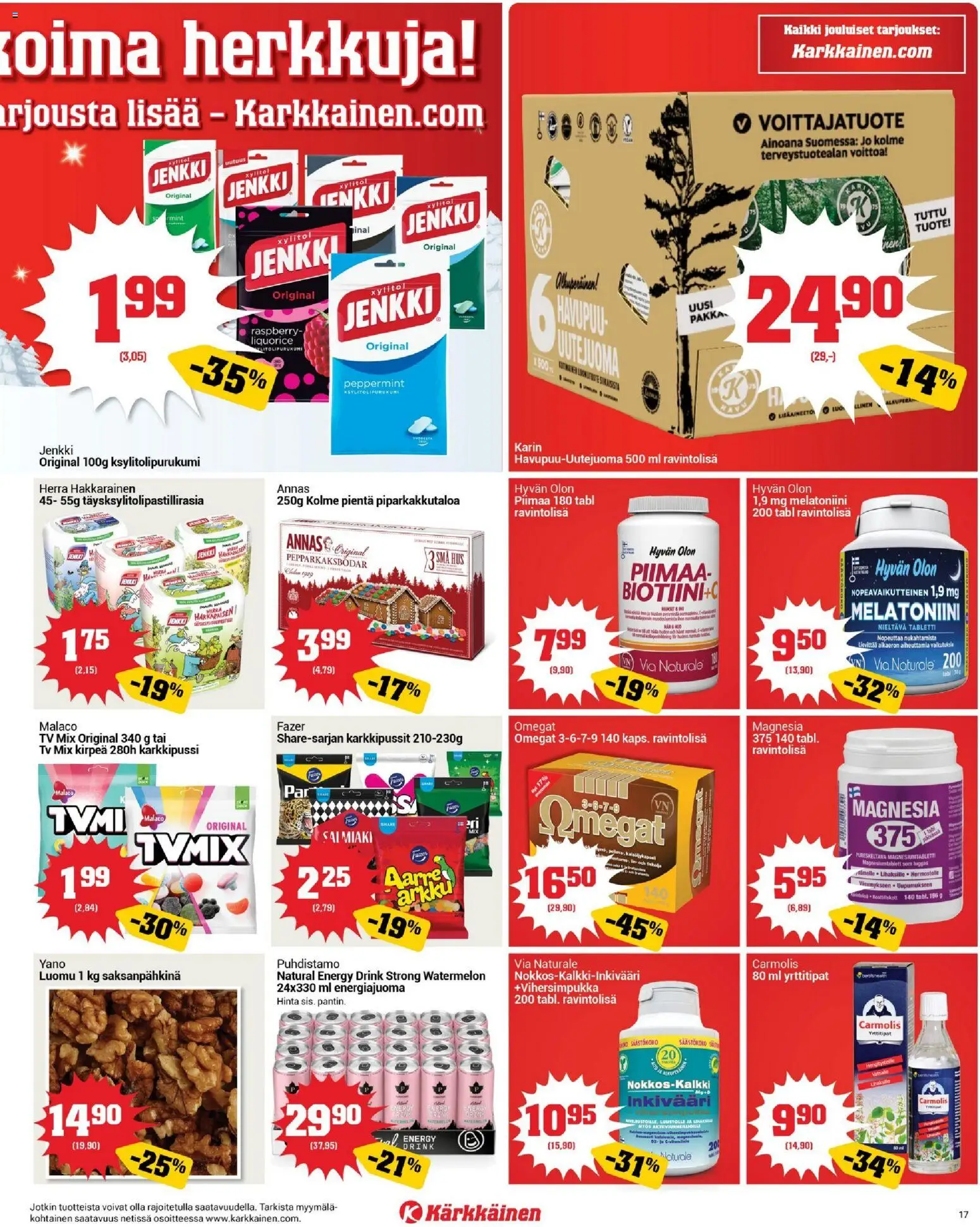 Kärkkäinen tarjoukset – voimassa 03.11.2025 alkaen | Sivu: 17 | Tuotteet: Energiajuoma, Tabletti, TV