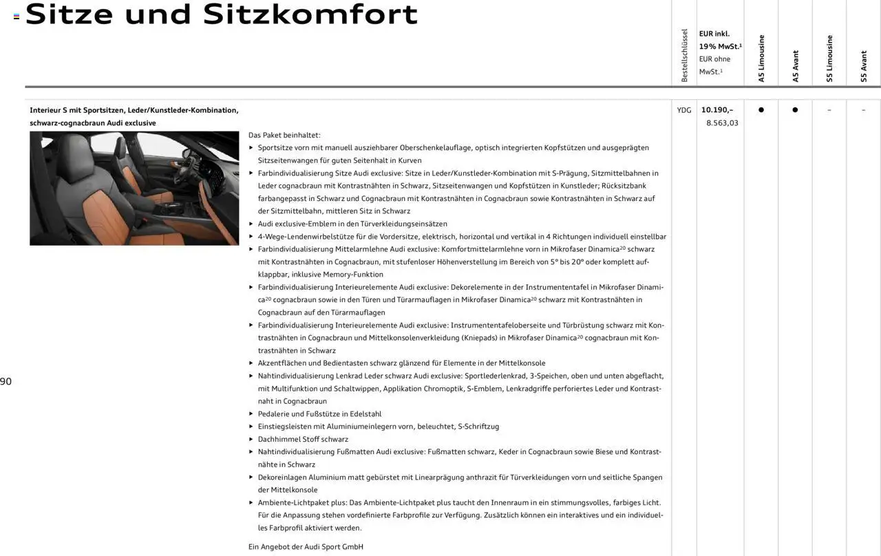 Audi A5 – gültig ab 09.01.2025 | Seite: 90