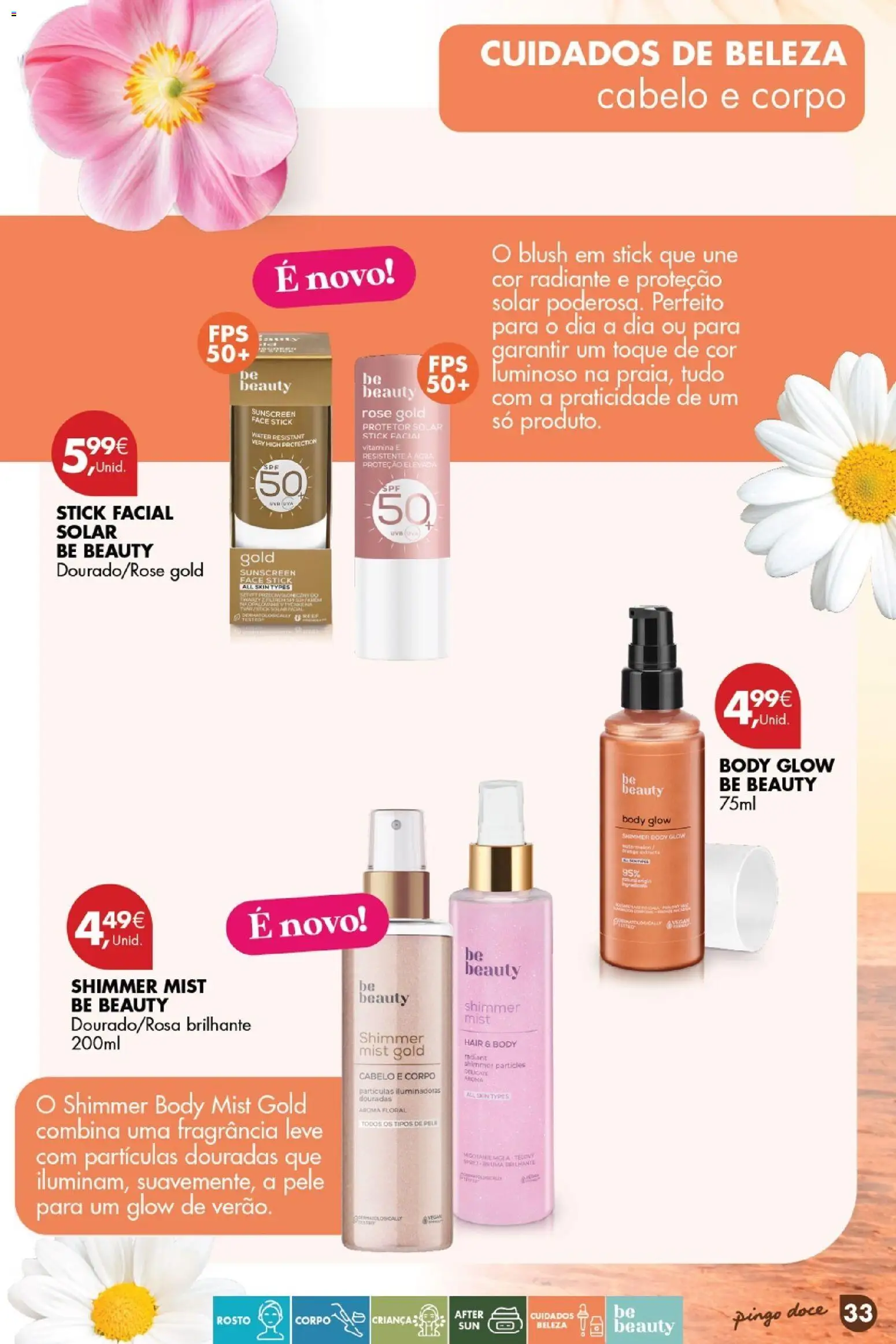 Pingo Doce Catálogo de solares 2026 │ válido de 24.03.2026 | Página: 33 | Produtos: Agua, Fragrância, Blush, Protetor solar
