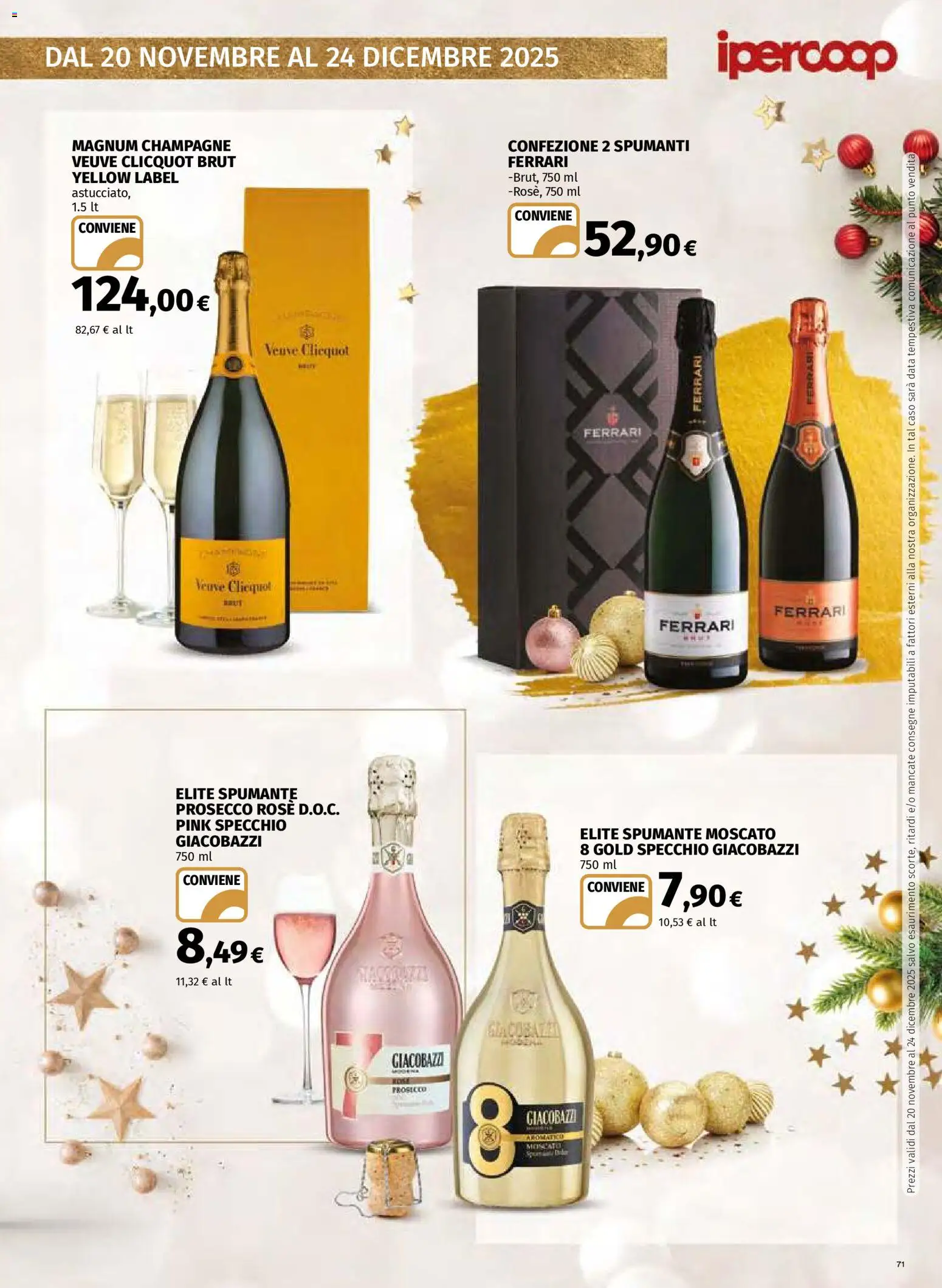 Volantino Ipercoop del 20.11.2025 | Pagina: 71 | Prodotti: Data, Spumante, Champagne, Specchio
