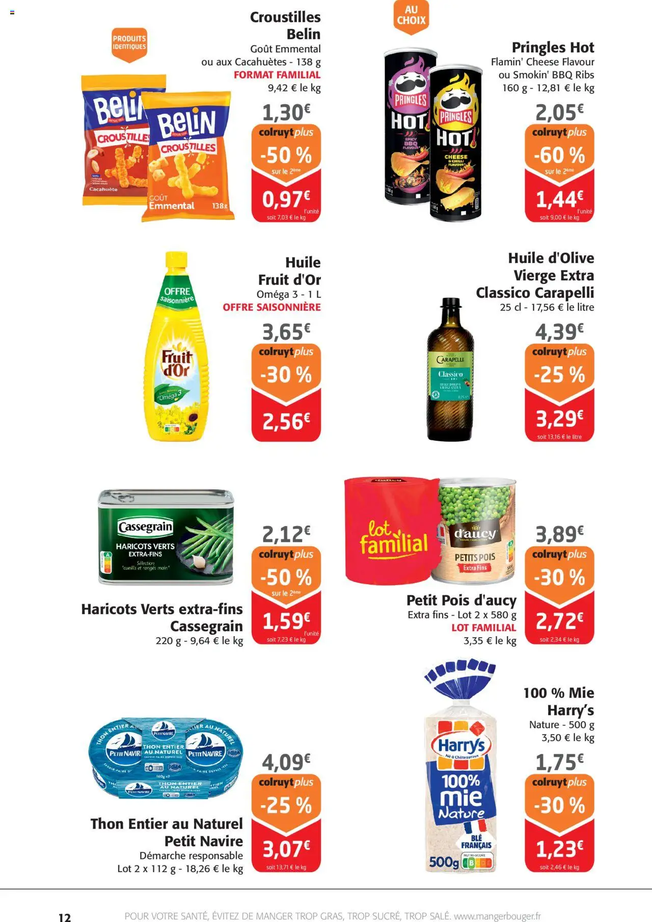 {H1} | Page: 12 | Produits: Cacahuète, Emmental, Thon, Pois