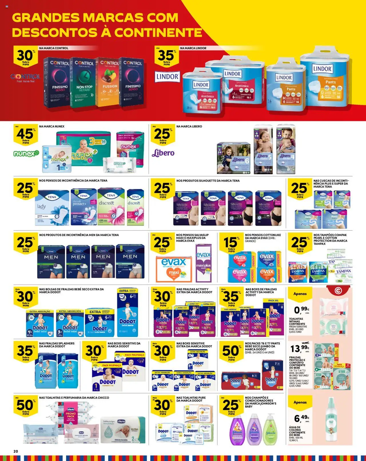 Continente - Madeira │ válido de 12.08.2025 | Página: 20 | Produtos: Agua, Fraldas, Shampoo, Cuecas