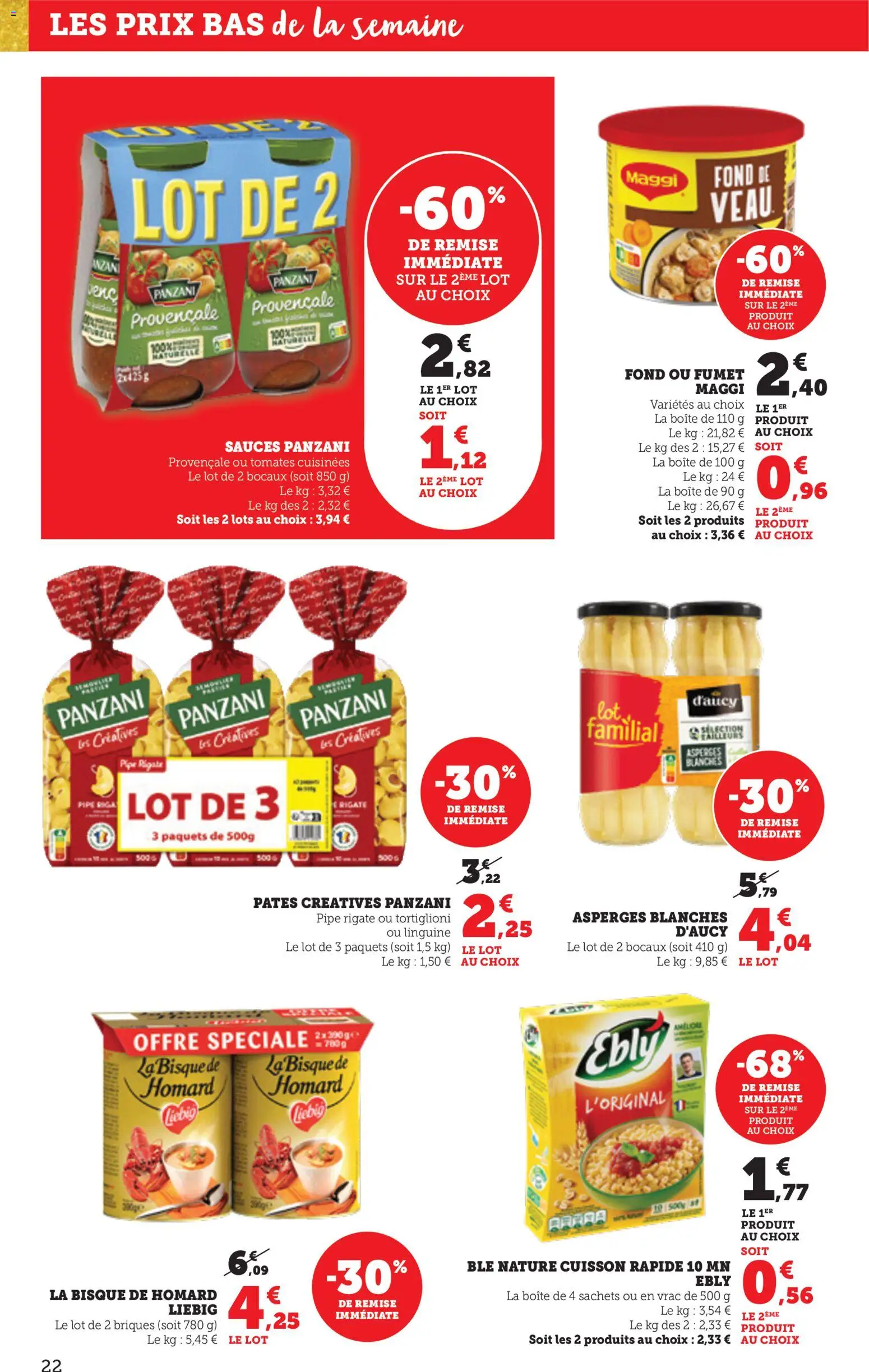 {H1} | Page: 22 | Produits: Briques, Tomates, Homard, Pâtes