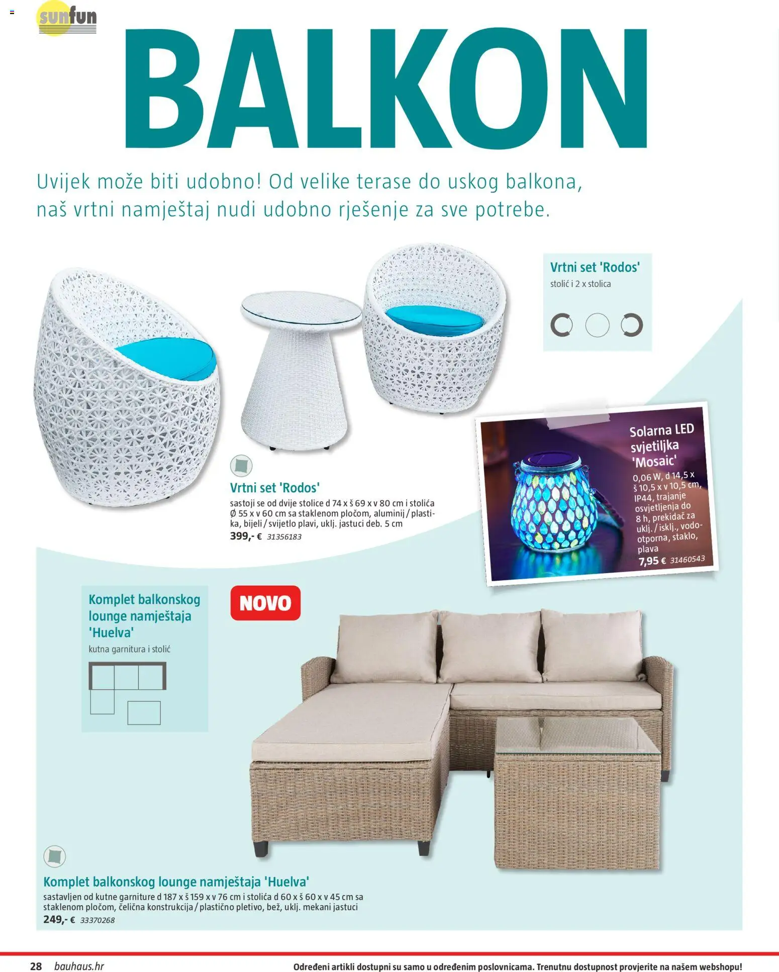 Bauhaus katalog | vrijedi od 23.03.2026 | Stranica: 28 | Proizvodi: Stolić, Vrtni namještaj, Svjetiljka, Kutna garnitura