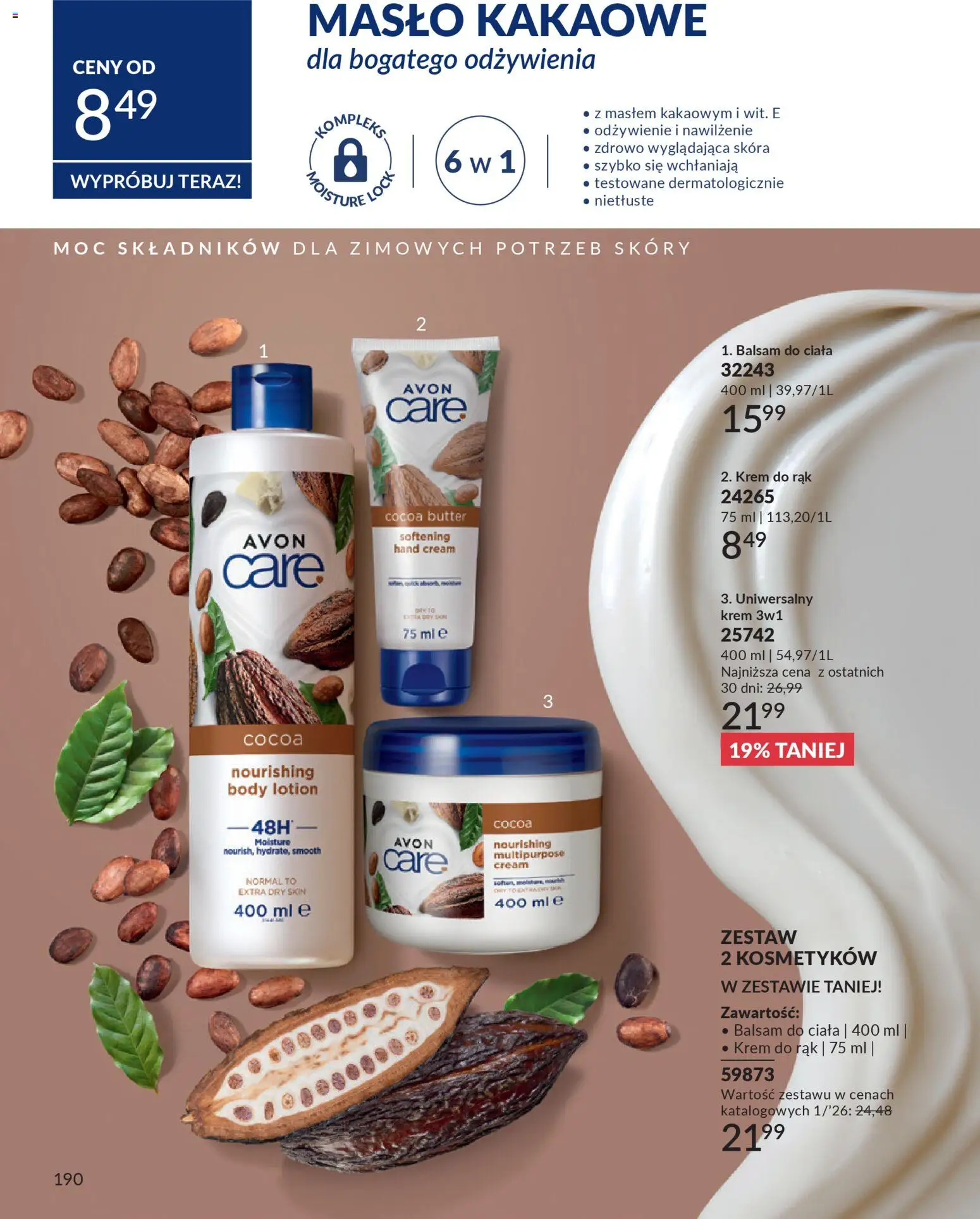 Avon Katalog 1 2026 od 01.01.2026 | Strona: 189 | Produkty: Masło, Body, Krem do rąk, Krem