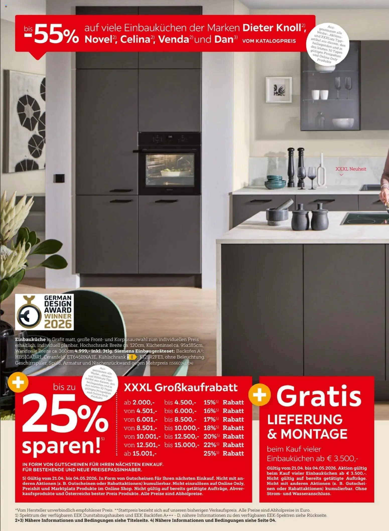 XXXLutz Küchen gültig ab 21.04.2026 | Seite: 2 | Produkte: Kühlschrank