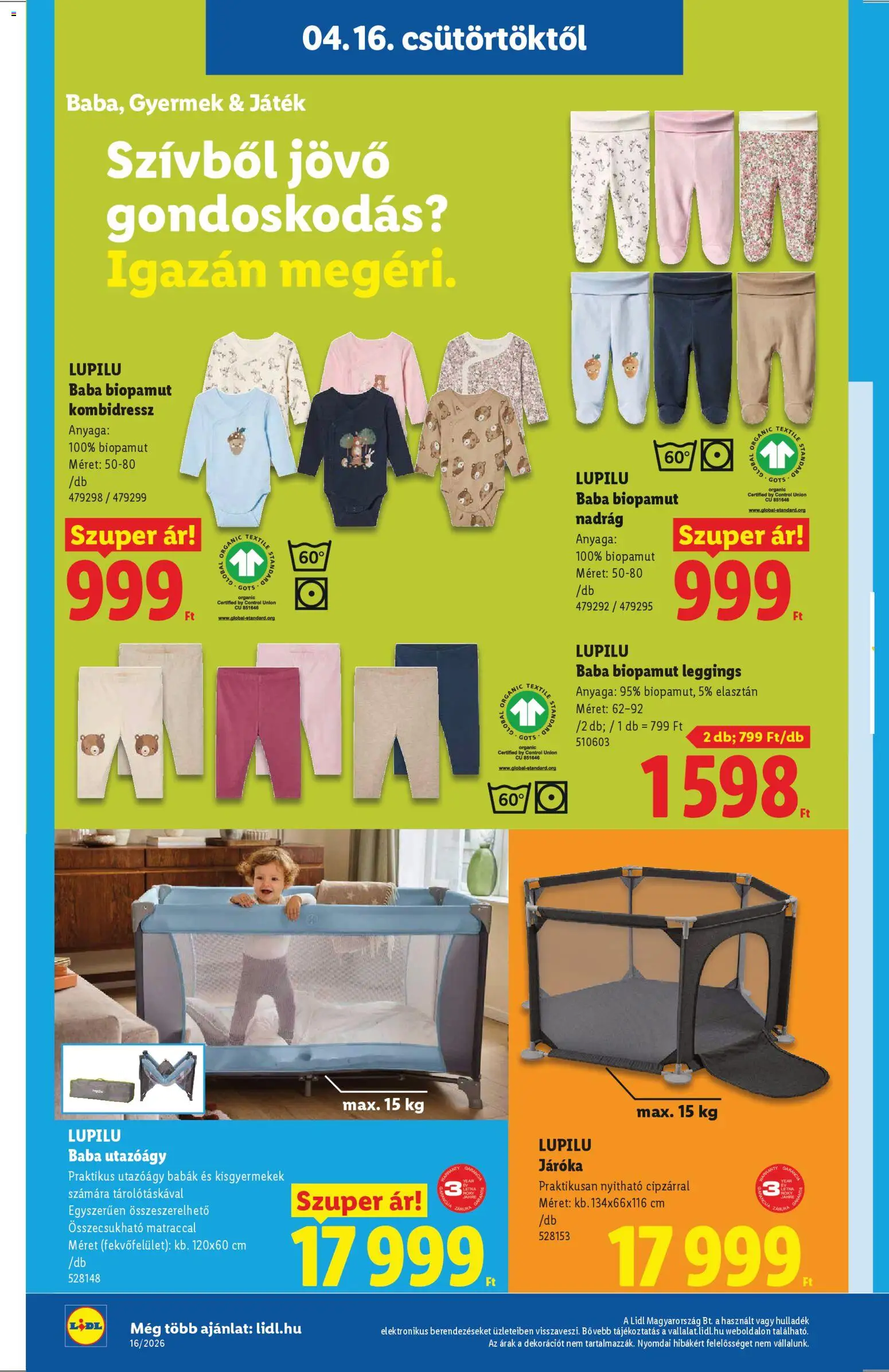 Lidl akciós ujság - amely érvényes a következő dátumtól: 16.04.2026 | Oldal: 8 | Termékek: Játék, Nadrág, Leggings