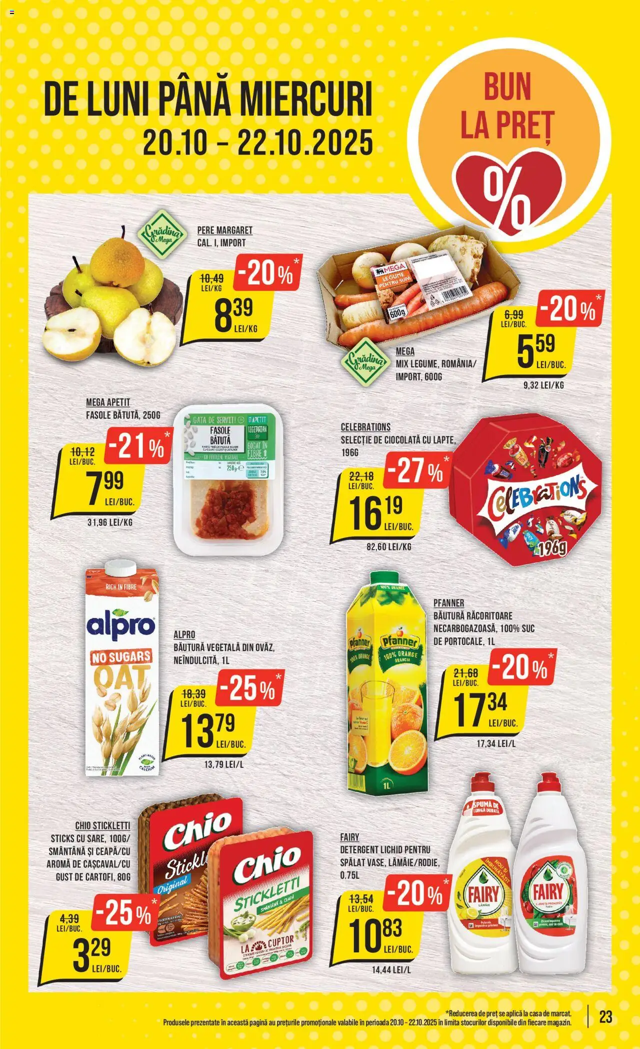 Noul catalog Mega Image – valabil de la 16.10.2025 | Pagină: 23 | Produse: Suc, Detergent, Smântână, Ceapă