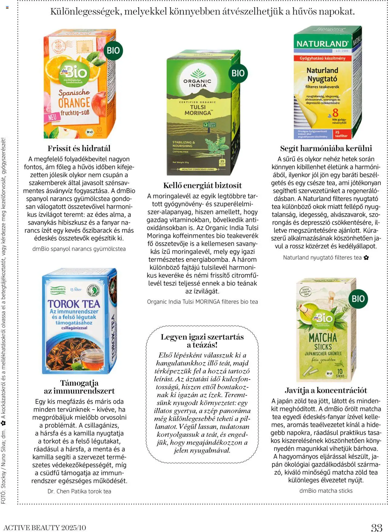 DM Drogerie Markt akciós ujság - amely érvényes a következő dátumtól: 16.10.2025 | Oldal: 33 | Termékek: Matcha tea, Gyümölcstea, Ásványvíz, Narancs