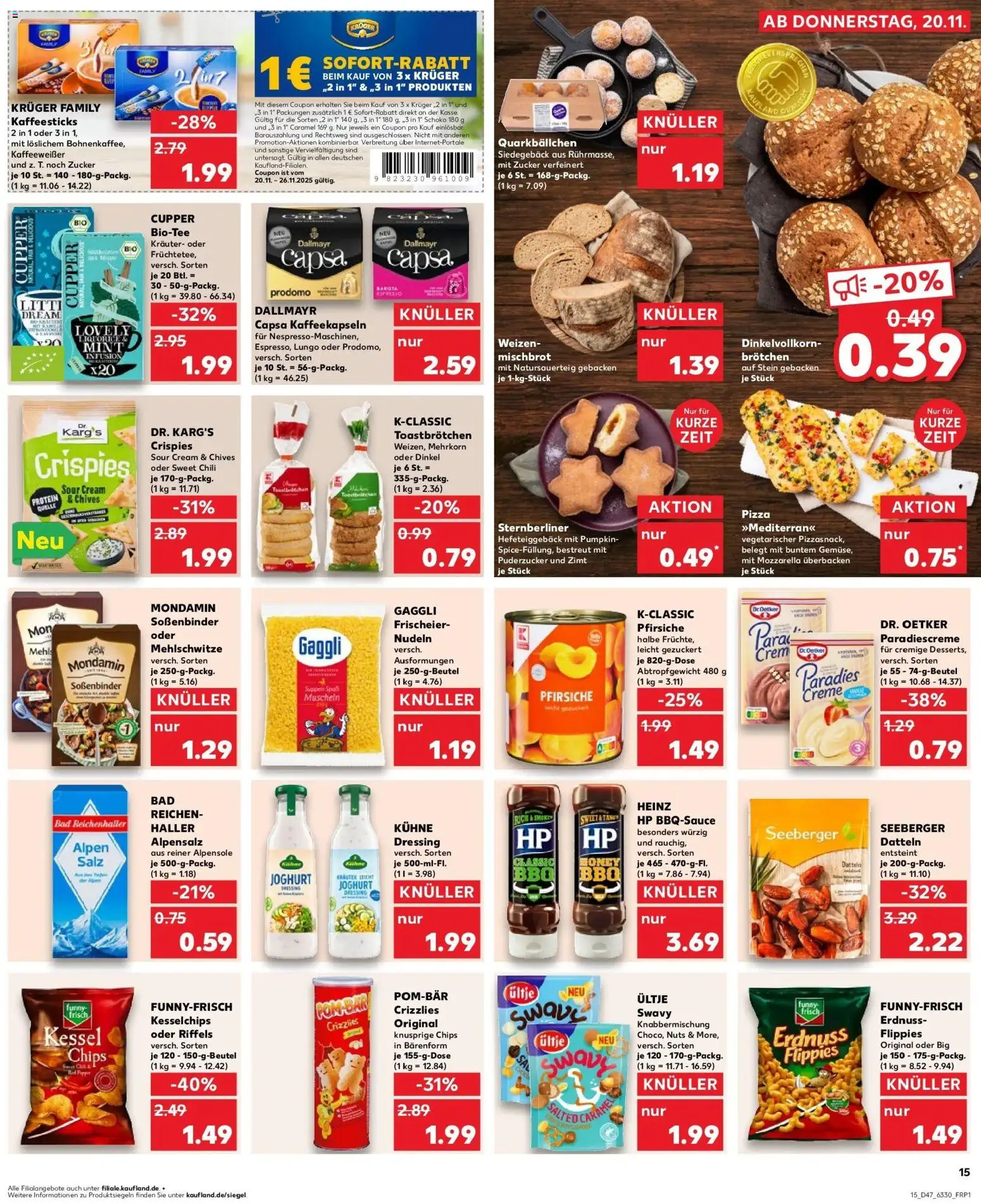 Kaufland prospekt Bremen	 – gültig ab 20.11.2025 | Seite: 15 | Produkte: Toast, Mozzarella, POM-BÄR, Salz