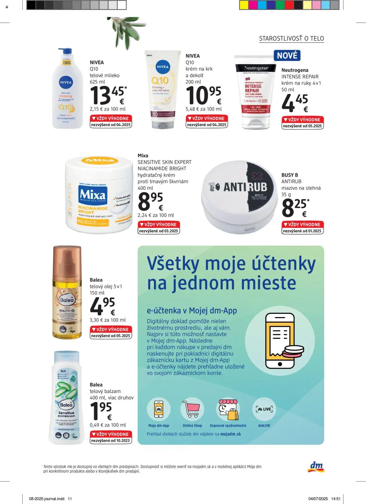 dm drogerie Journal august 2025 │ platný od 01.08.2025 | Strana: 11 | Produkty: Mlieko, Olej, Nivea, Krém