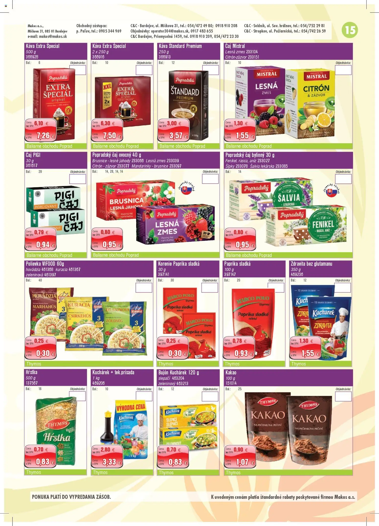Nové Makos akcie – leták je platný od 01.12.2025 | Strana: 15 | Produkty: Zázvor, Mandarinky, Korenie, Kakao