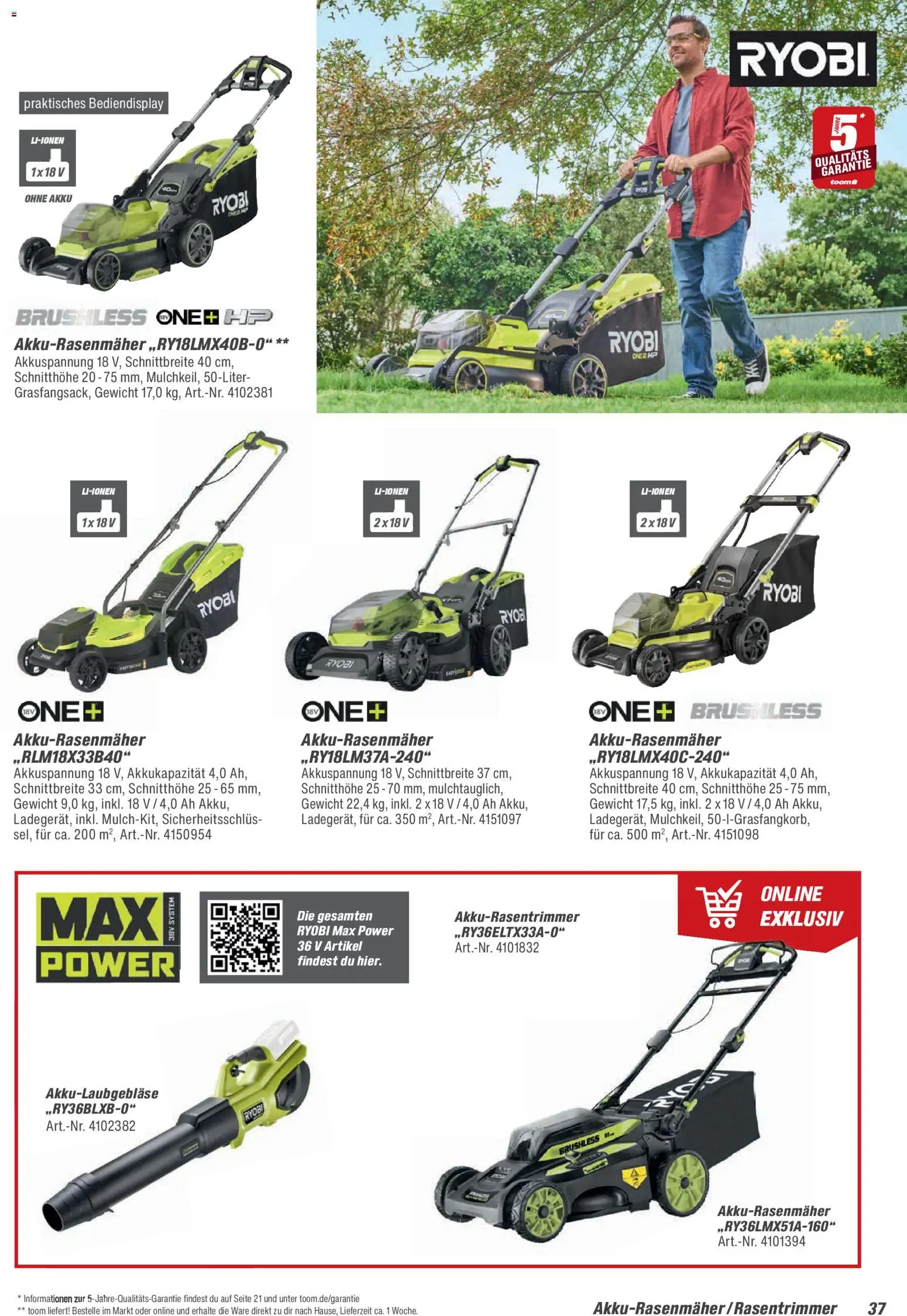 Toom Baumarkt Gartenpflege & Teich 2026 – gültig ab 20.02.2026 | Seite: 37 | Produkte: HP, Gewicht