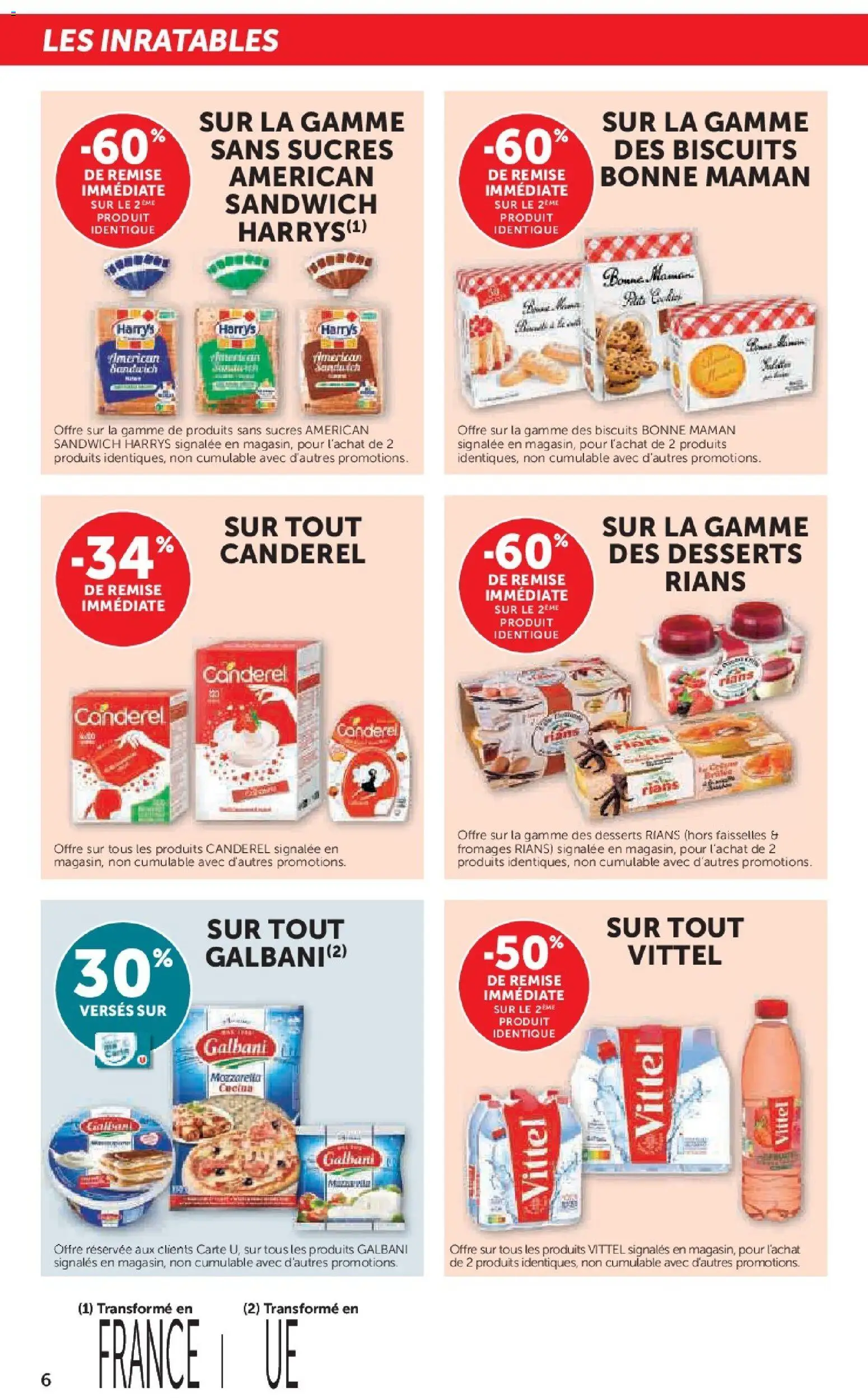 {H1} | Page: 6 | Produits: Sandwich, Mozzarella, Vittel, Biscuits