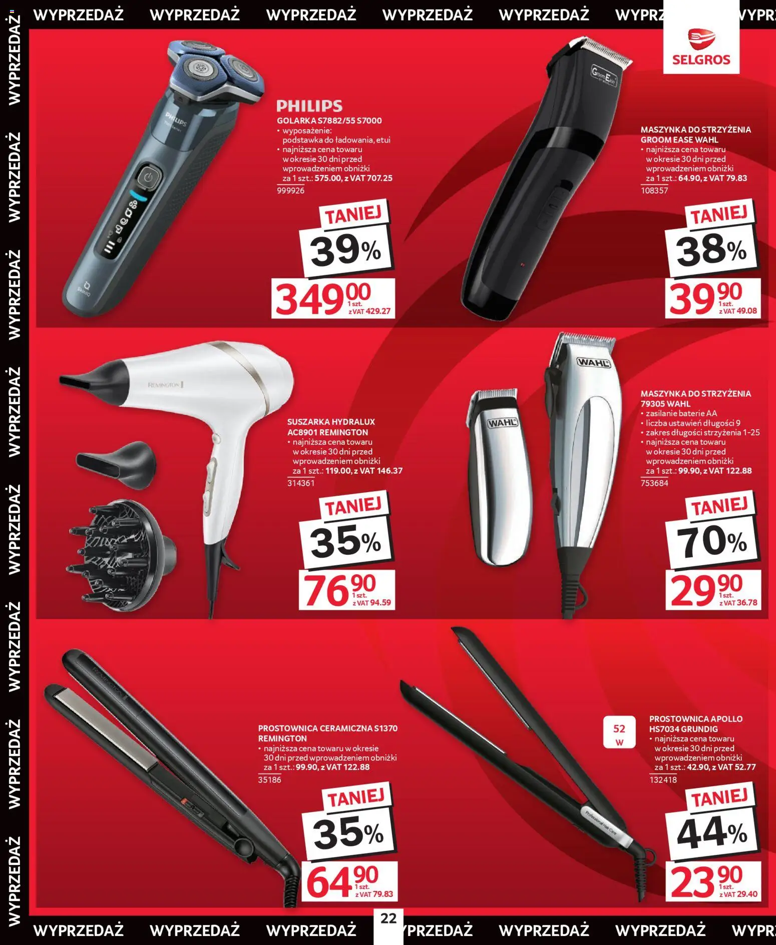 Selgros cash&carry Gazetka - Świąteczna Wyprzedaż od 18.12.2025 | Strona: 22 | Produkty: Suszarka, Baterie, Golarka, Maszynka do strzyżenia