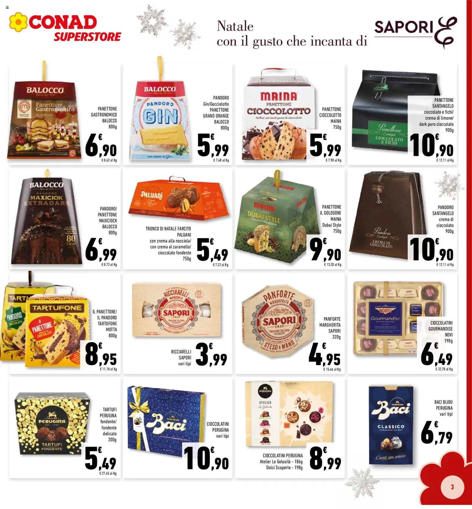 Volantino Conad del 10.12.2025 | Pagina: 3 | Prodotti: Crema, Pandoro, Panettone, Cioccolatini