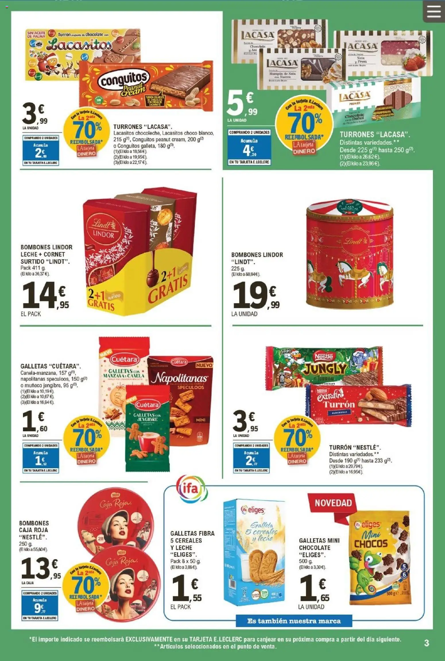 E.Leclerc folleto │ válido desde el 05.11.2025 | Página: 3 | Productos: Aceite, Cereales, Κεραία, Galletas