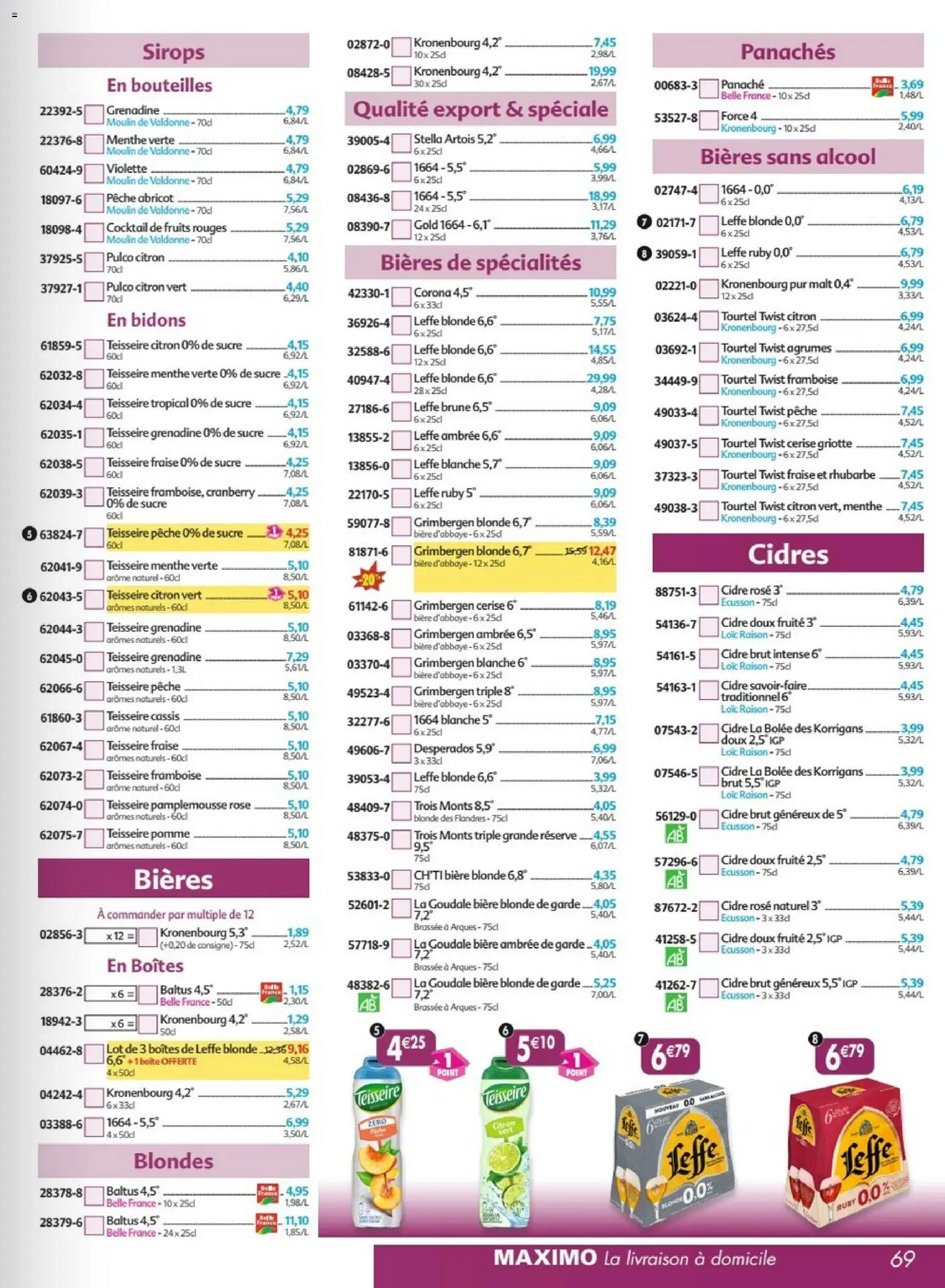 {H1} | Page: 69 | Produits: Cassis, Citron vert, Pêche, Cidre