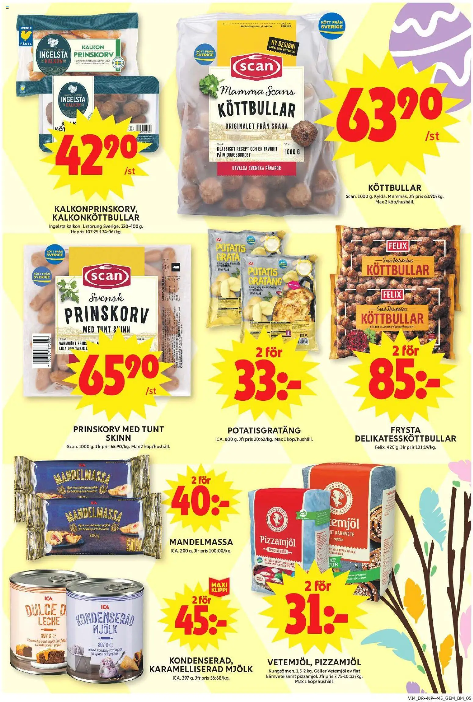 ICA Maxi reklamblad aktuell från 30.03.2026 | Sida: 5 | Produkter: Prinskorv, Galler, Kalkon, Glass