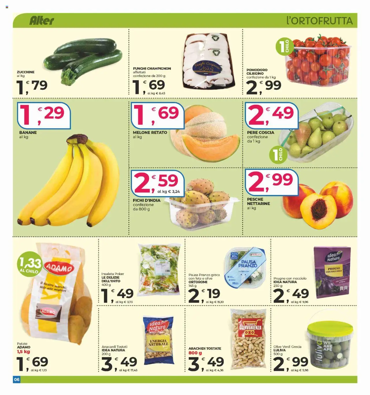 Volantino Alter Discount del 22.08.2025 | Pagina: 6 | Prodotti: Banane, Patate, Funghi, Melone