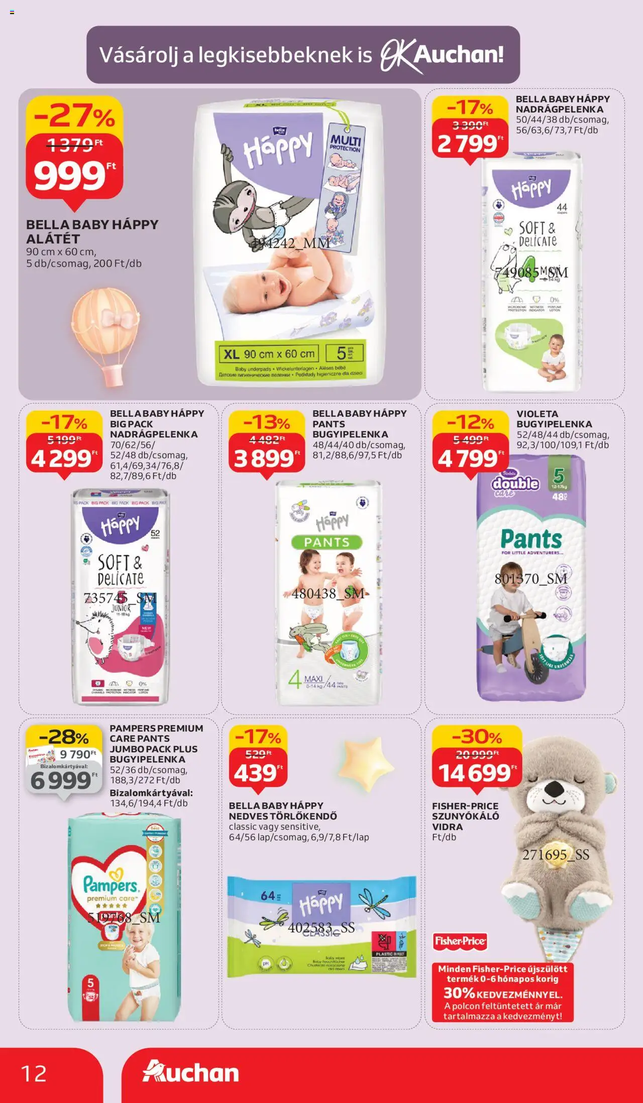 Auchan akciós ujság - amely érvényes a következő dátumtól: 11.09.2025 | Oldal: 12 | Termékek: Pampers, Törlőkendő, Nedves törlőkendő