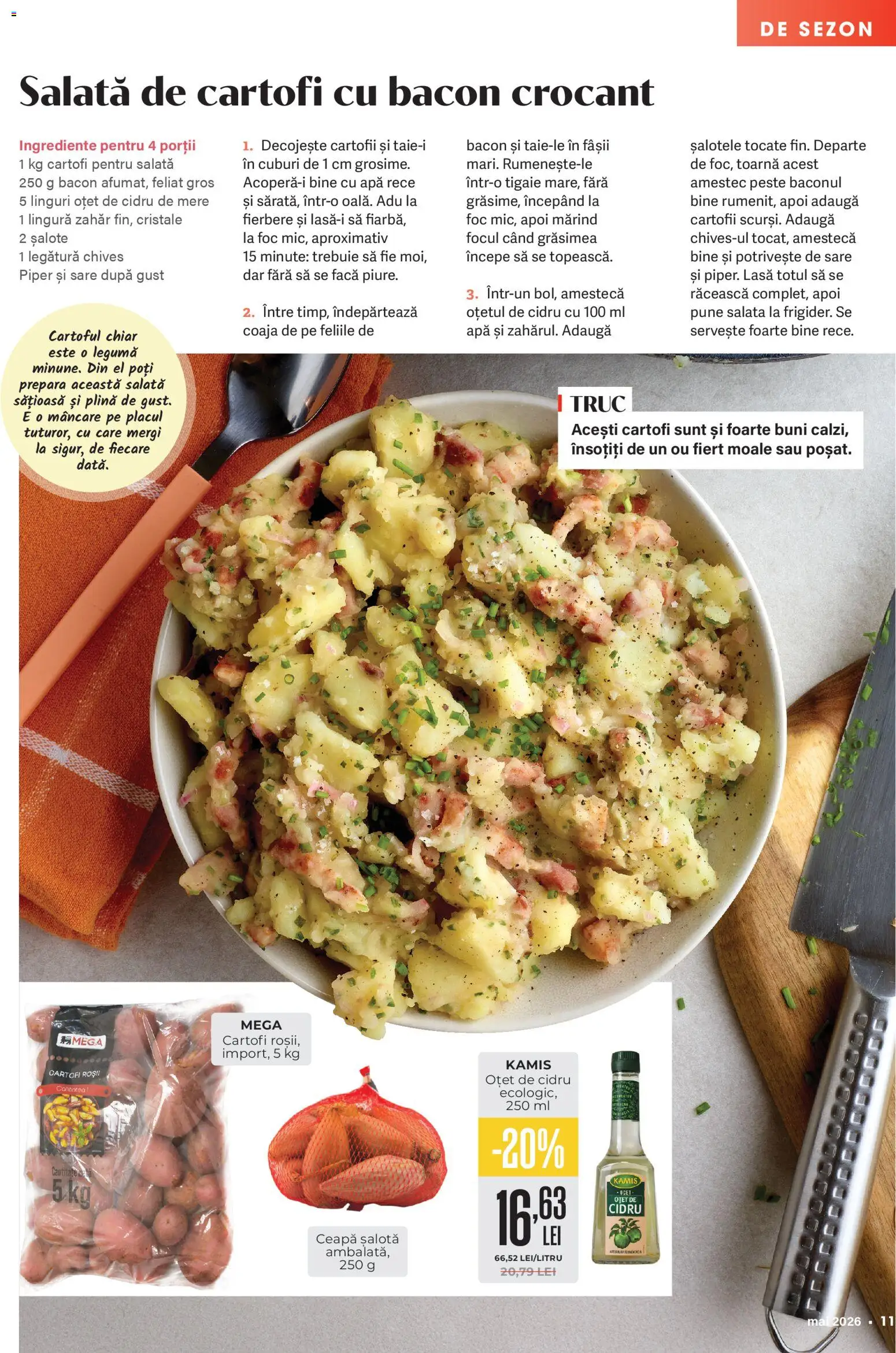 Noul catalog Mega Image – valabil de la 23.04.2026 | Pagină: 11 | Produse: Bacon, Salată, Ceapă, Apă