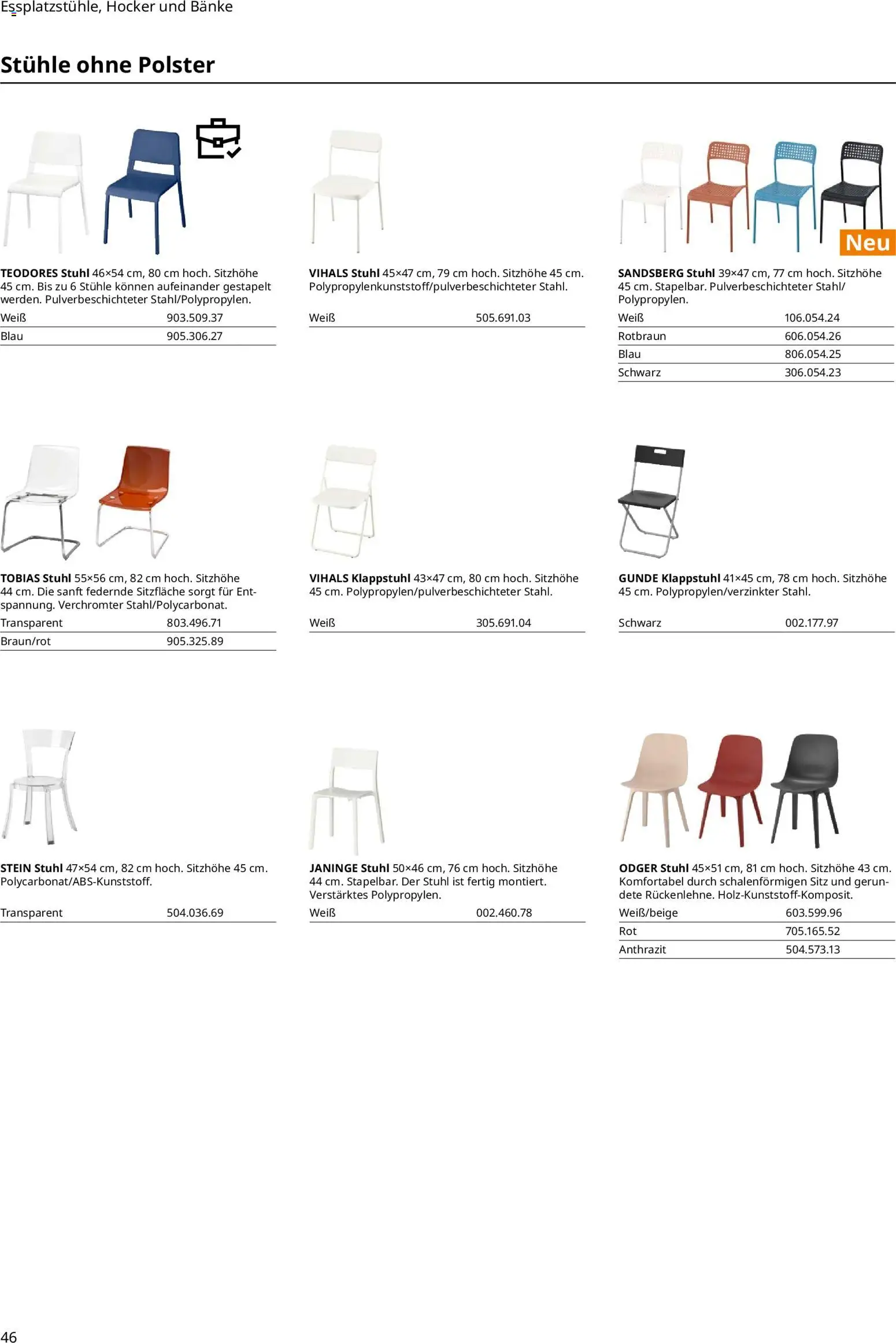 Ikea Essplatz – gültig ab 02.01.2026 | Seite: 46 | Produkte: Hocker, Stuhl