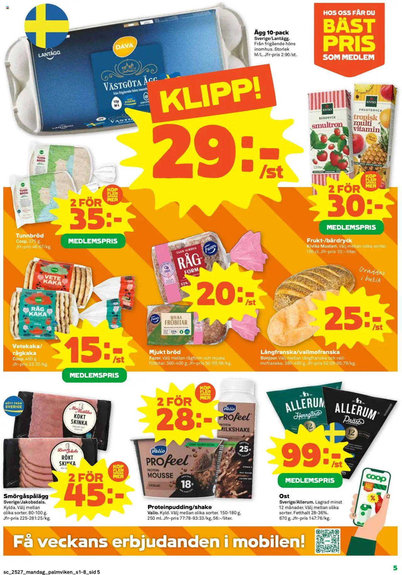 Stora Coop reklamblad aktuell från 30.06.2025 | Sida: 5 | Produkter: Tunnbröd, Ägg, Bröd, Skinka
