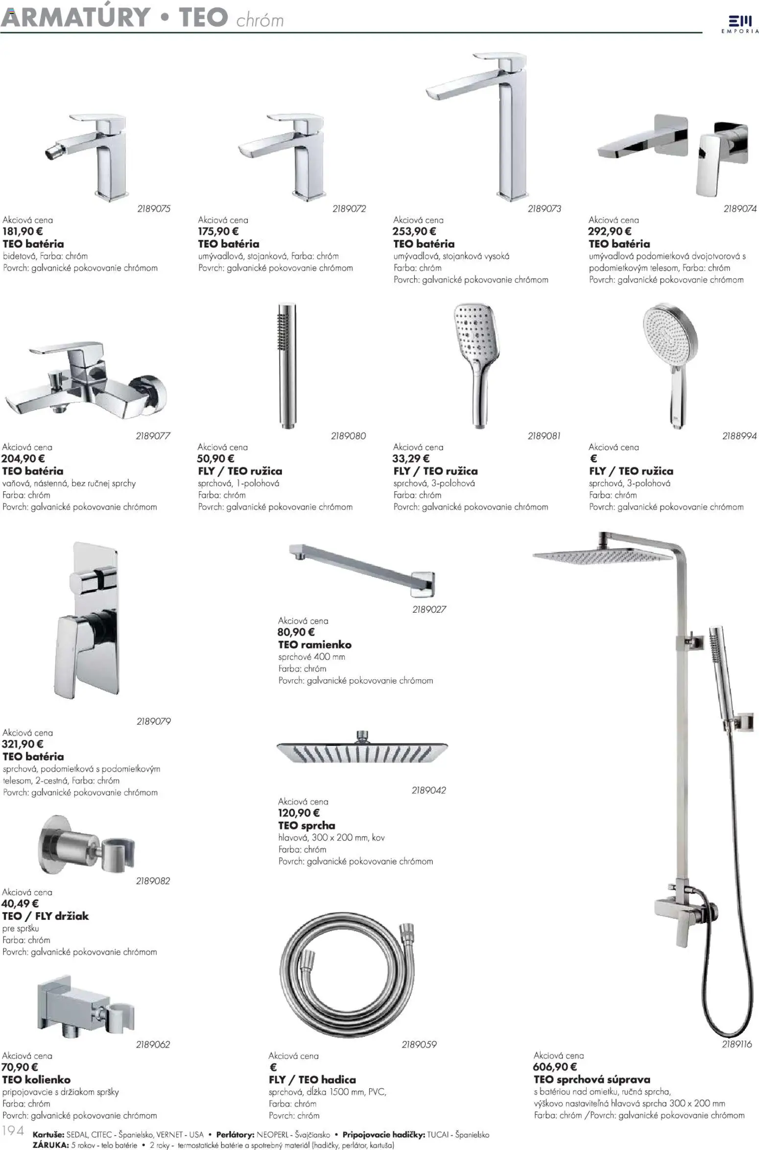 Nové Ingema akcie – leták je platný od 29.10.2025 | Strana: 196 | Produkty: Batéria, Sprcha