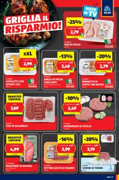 Volantino Aldi del 21.07.2025 | Pagina: 9 | Prodotti: Spinaci, Vitello, TV, Hamburger