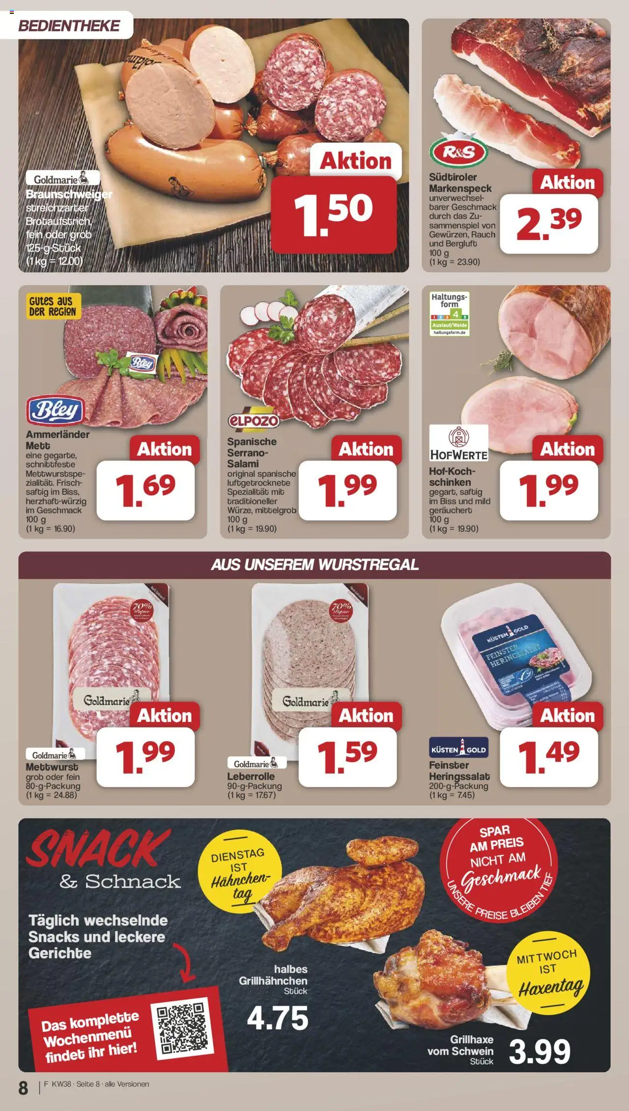 Famila Nordwest Prospekt 	 – gültig ab 15.09.2025 | Seite: 8 | Produkte: Hahnchen, Salami, Schinken